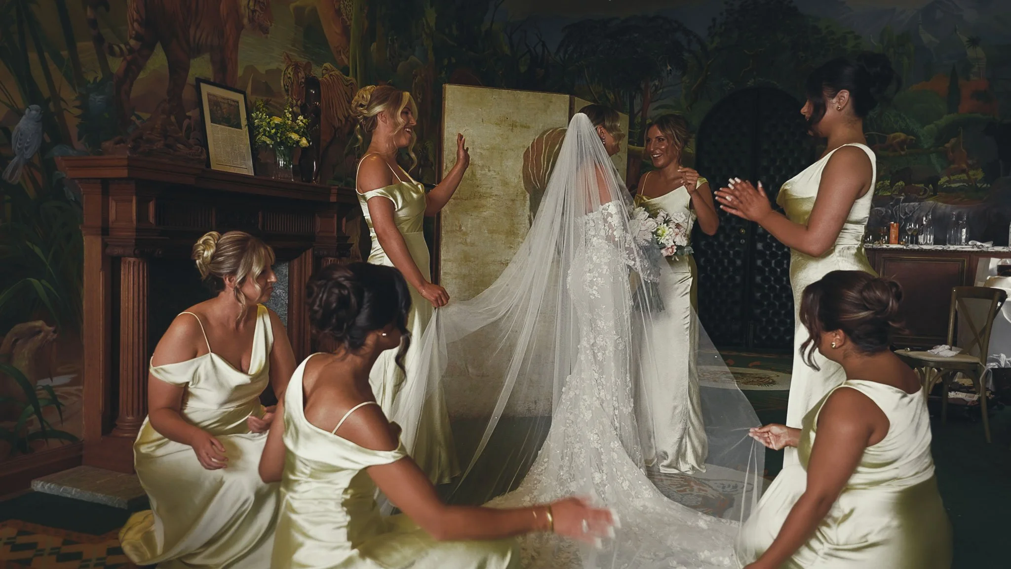 A wedding videography shot from a luxury black-tie wedding at Port Lympne Hotel, captured by videographer Luke Batchelor Productions.