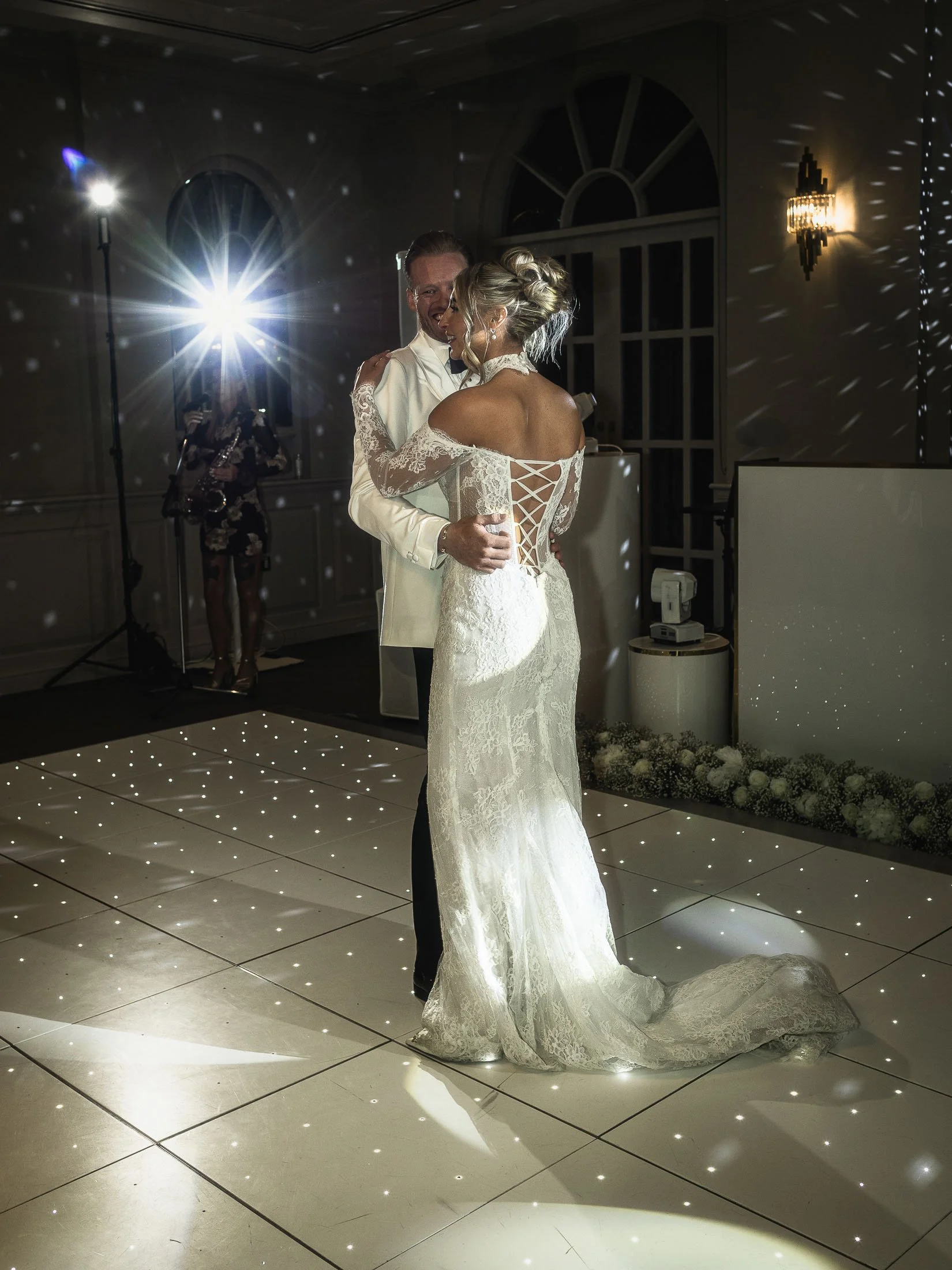 Bride and groom share their first dance at The Orangery Maidstone in Kent.