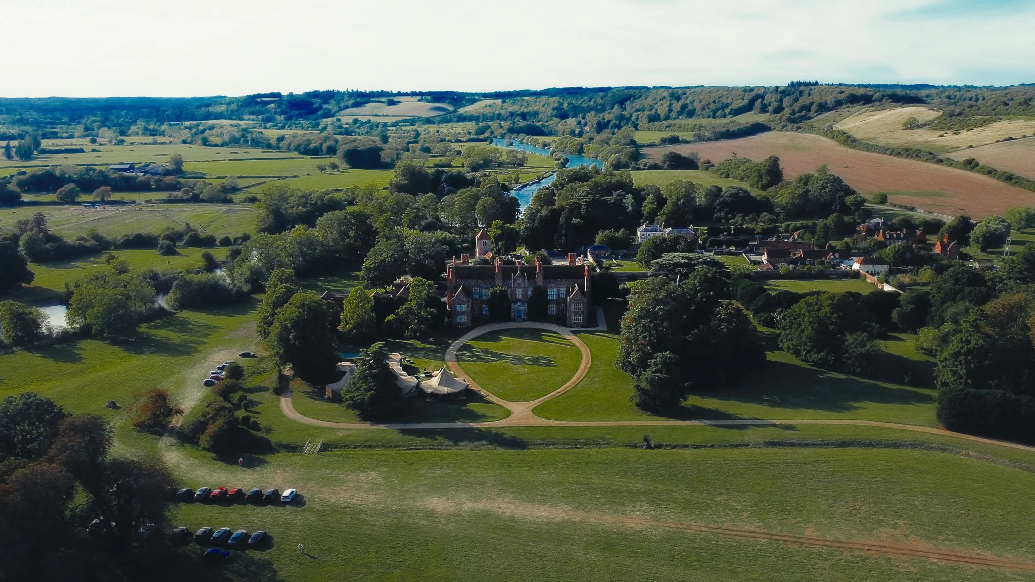 A cinematic wedding videography shot from Mapledurham House, captured by wedding videographer Luke Batchelor Productions