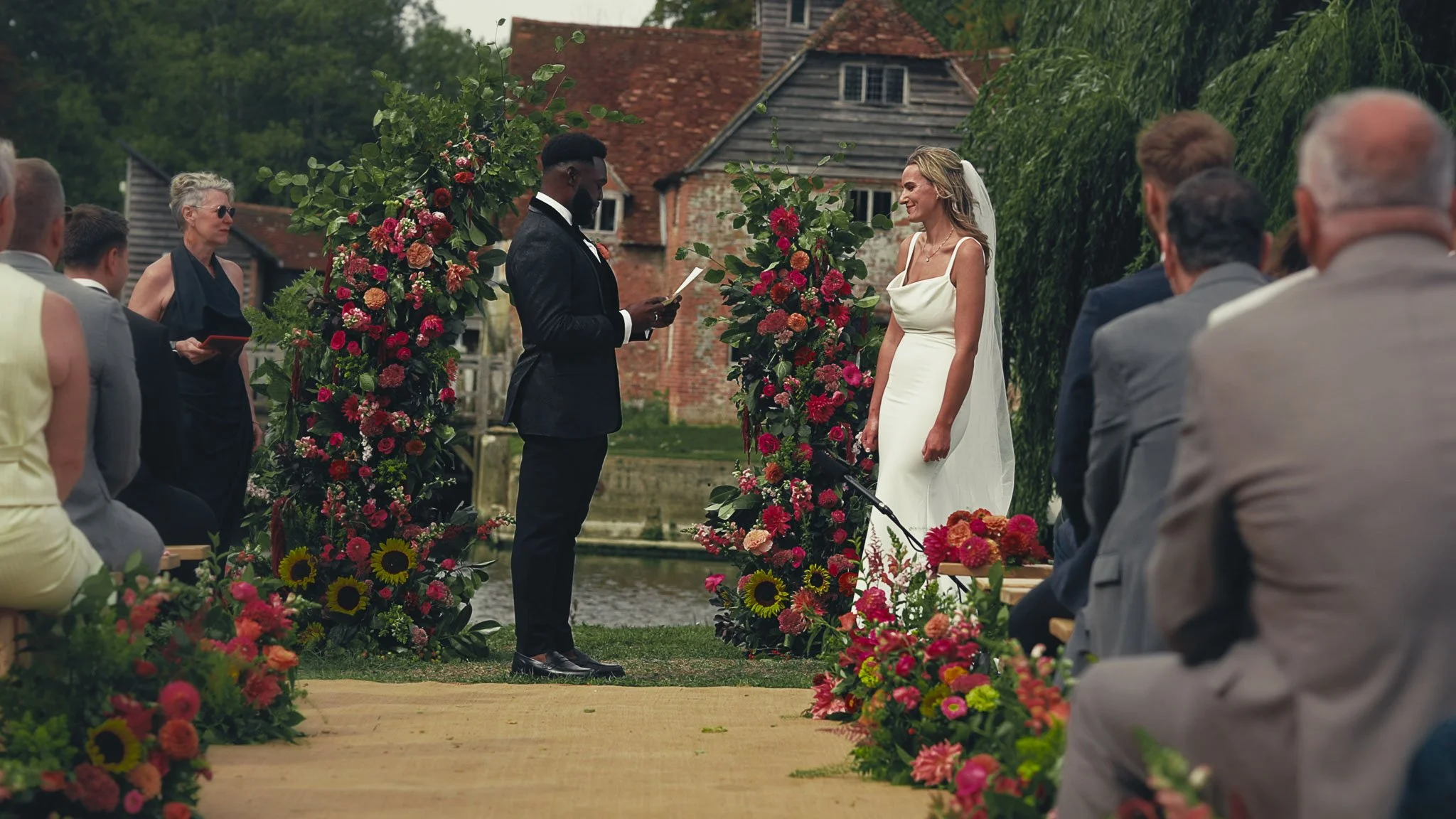 A cinematic wedding videography shot from Mapledurham House, captured by wedding videographer Luke Batchelor Productions