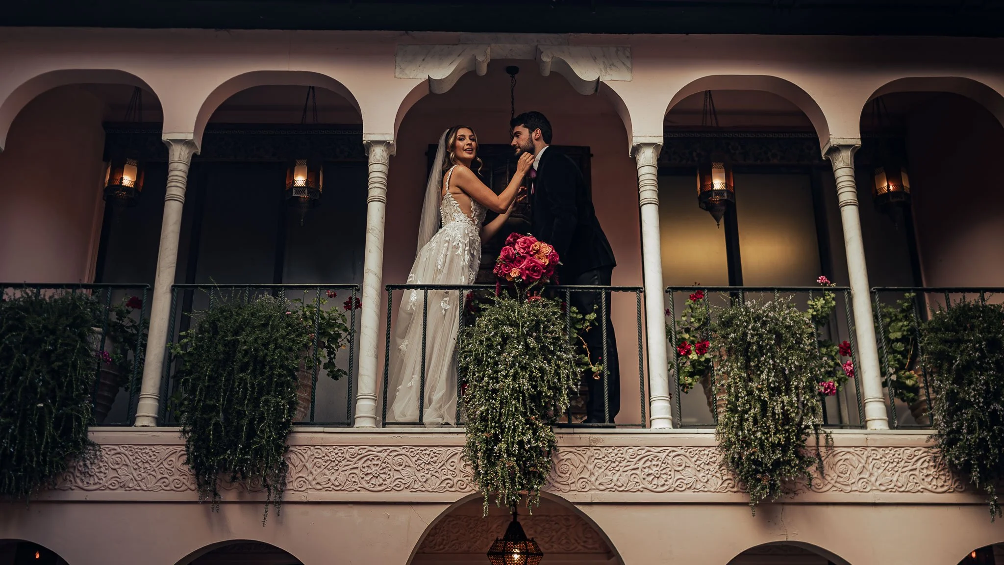 A wedding videography shot from a luxury black-tie wedding at Port Lympne Hotel, captured by videographer Luke Batchelor Productions.