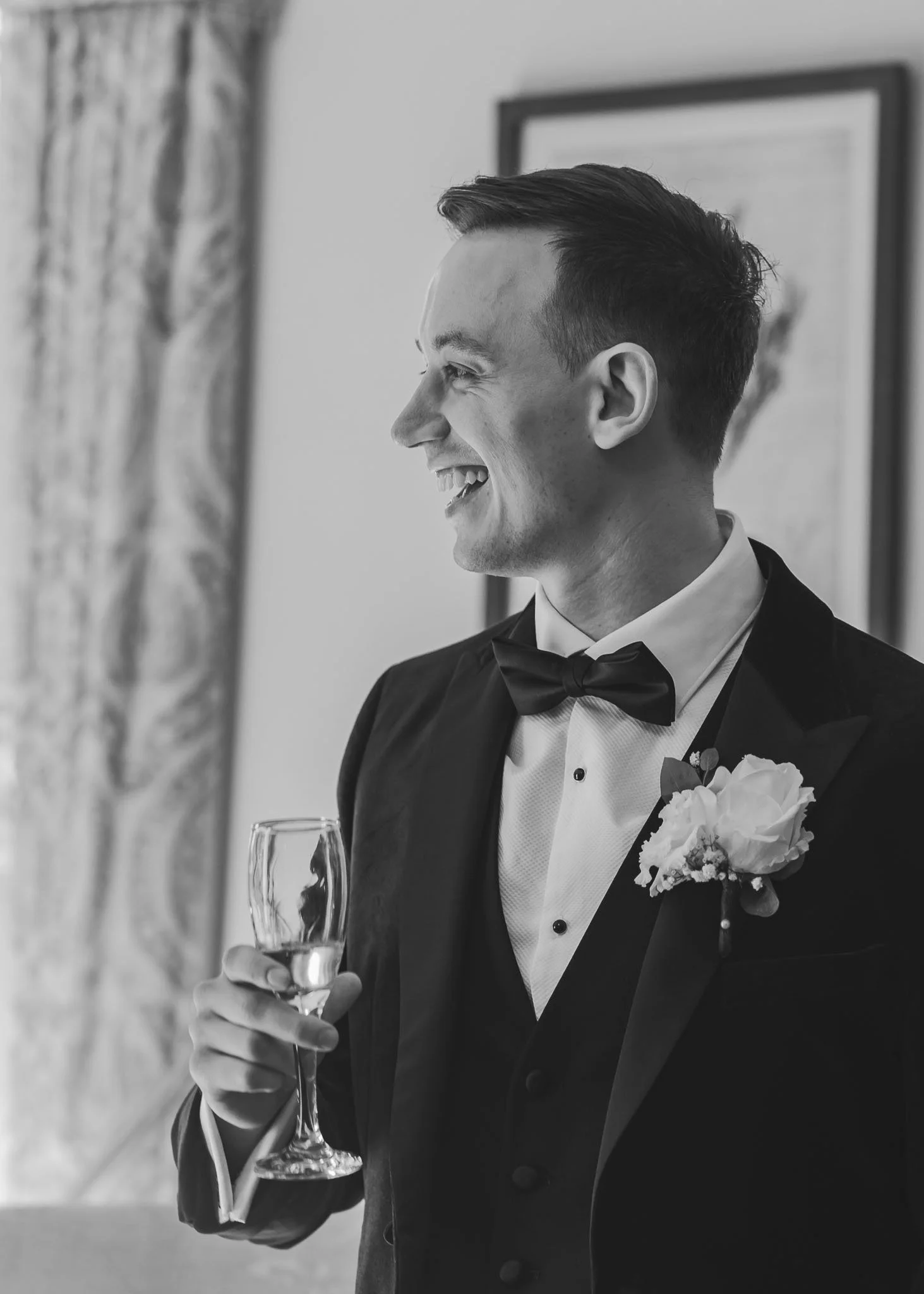 A luxury timeless wedding photograph in an editorial style, captured by wedding photographer Luke Batchelor Productions.