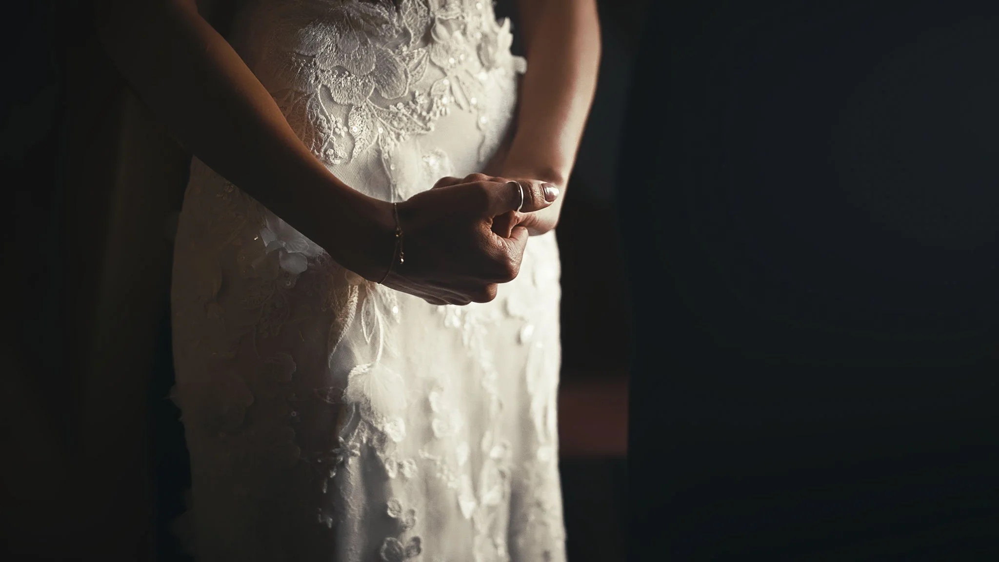 Wedding morning bridal preparations and detail shots from a black tie wedding video shot at The Old Kent Barn.