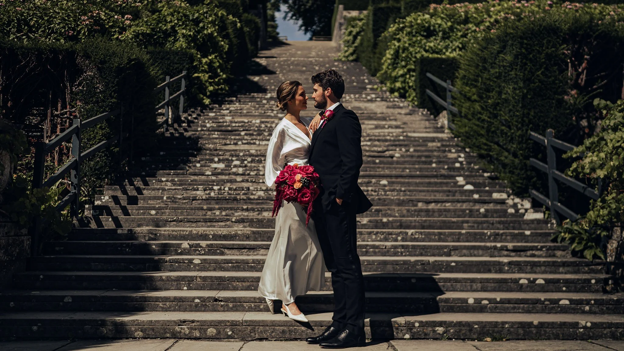 A wedding videography shot from a luxury black-tie wedding at Port Lympne Hotel, captured by videographer Luke Batchelor Productions.