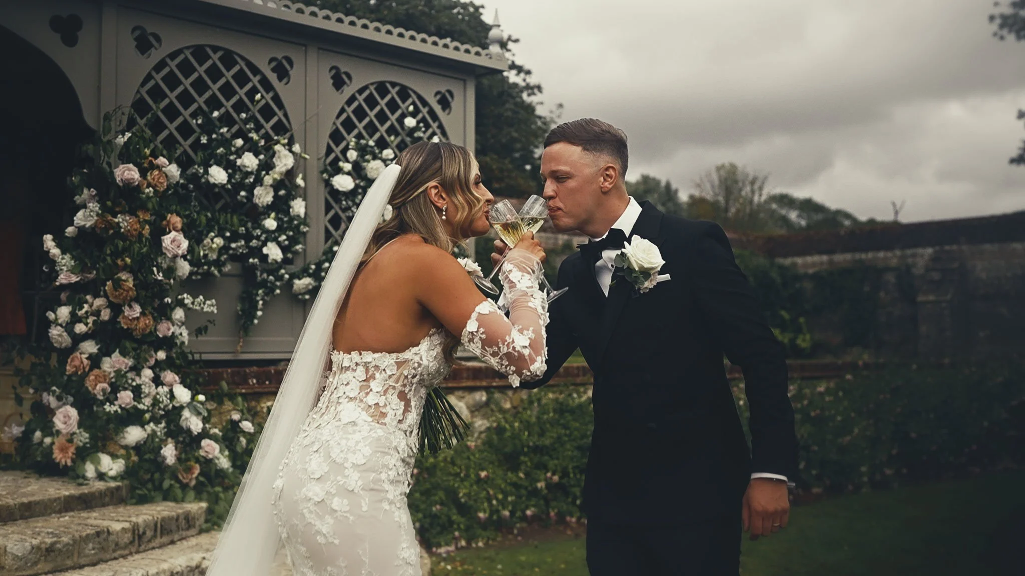 A wedding videography shot from a luxury black-tie wedding at Port Lympne Hotel, captured by videographer Luke Batchelor Productions.