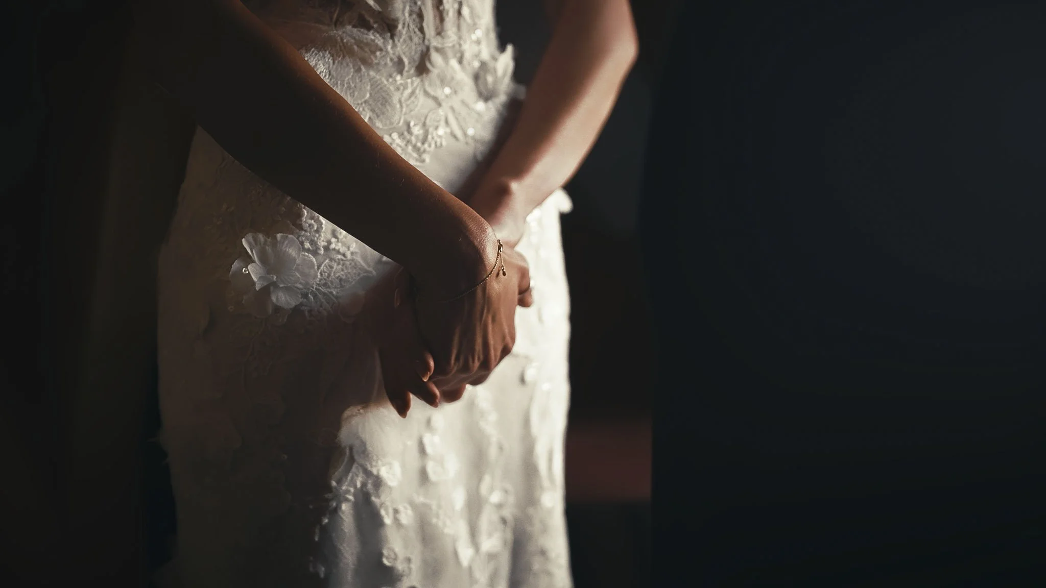 Wedding morning bridal preparations and detail shots from a black tie wedding video shot at The Old Kent Barn.