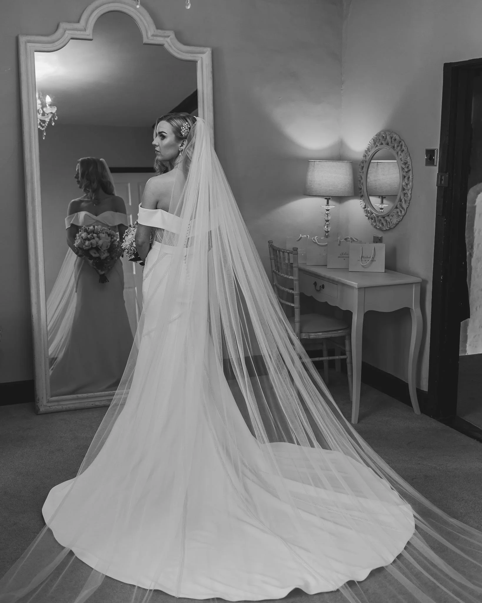 A luxury timeless wedding photograph in an editorial style, captured by wedding photographer Luke Batchelor Productions.