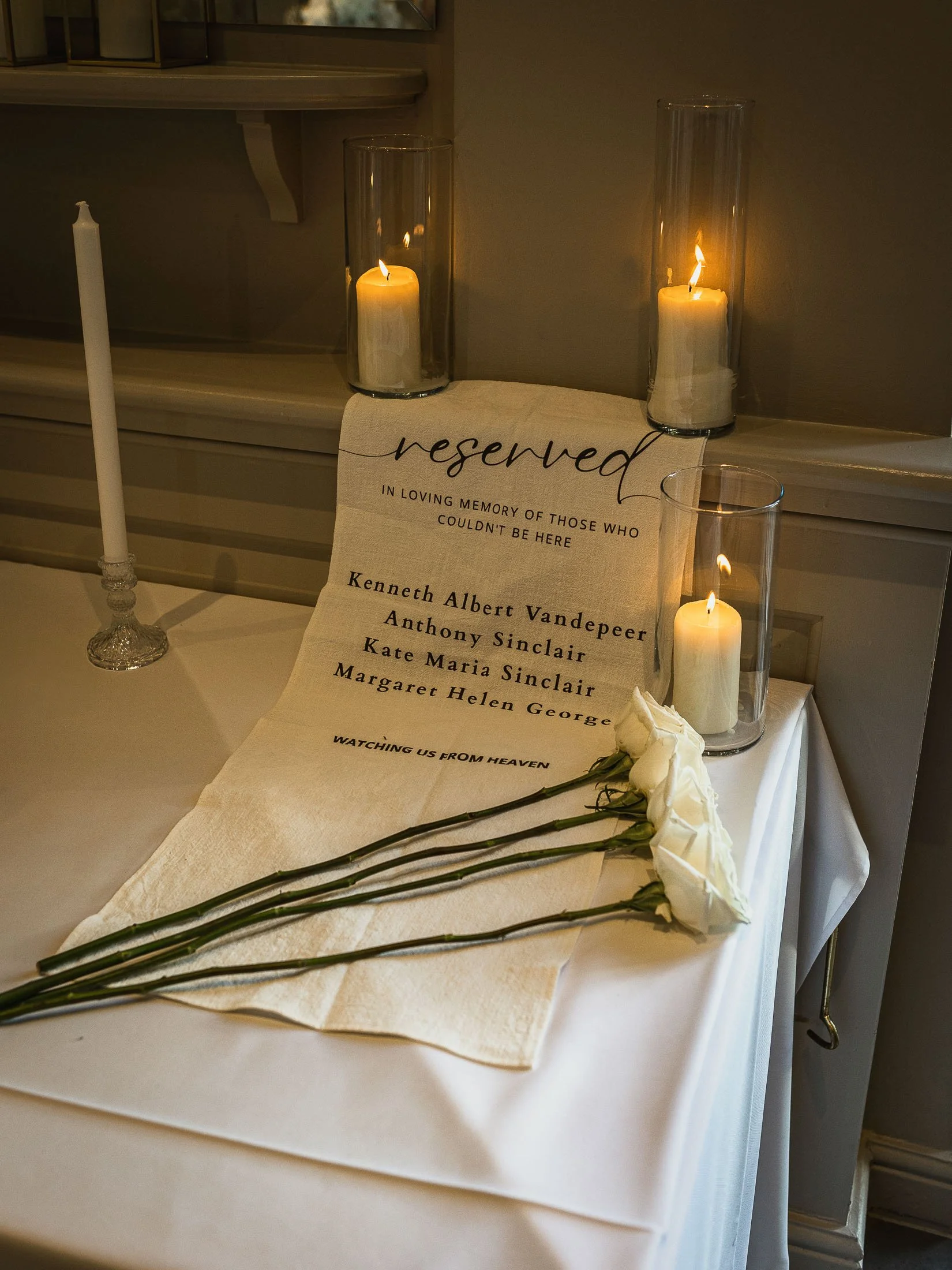 Wedding decor and details during a black-and-white themed wedding day at The Orangery Maidstone, Kent.