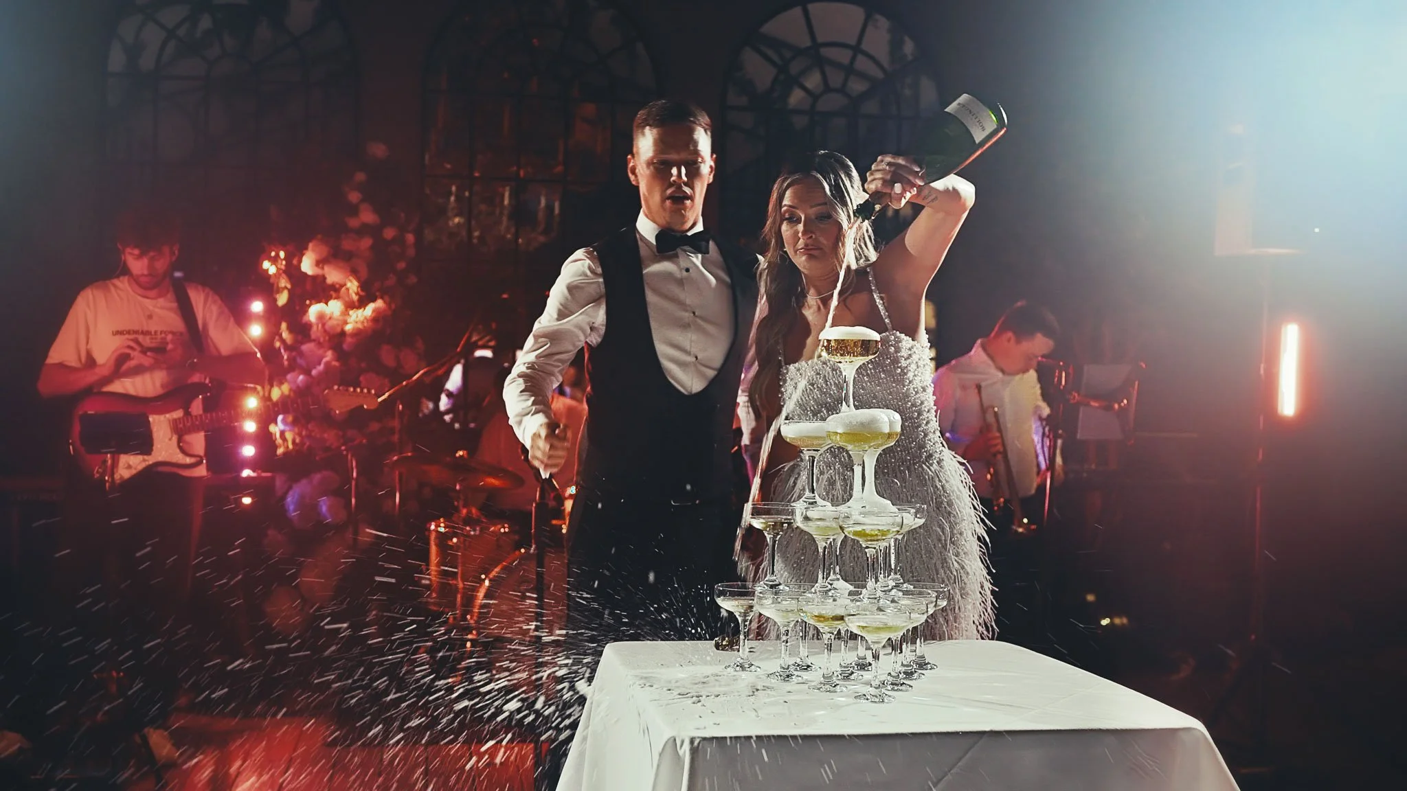 A wedding videography shot from a luxury black-tie wedding at Port Lympne Hotel, captured by videographer Luke Batchelor Productions.