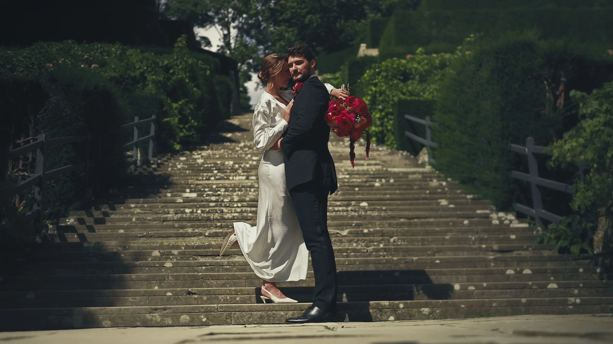 A wedding videography shot from a luxury black-tie wedding at Port Lympne Hotel, captured by videographer Luke Batchelor Productions.