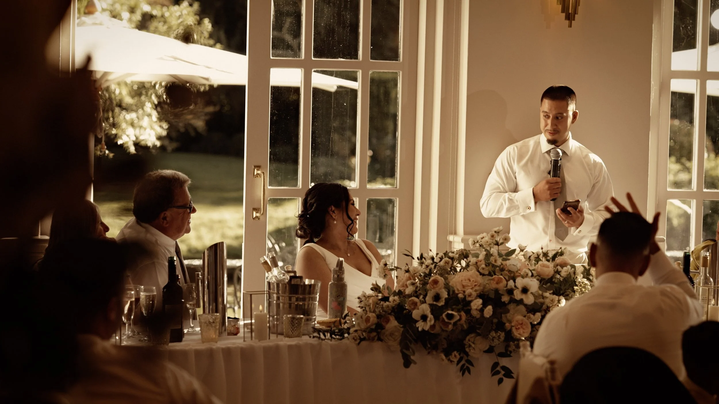 Emotional reactions during wedding speeches at The Orangery Maidstone in Kent