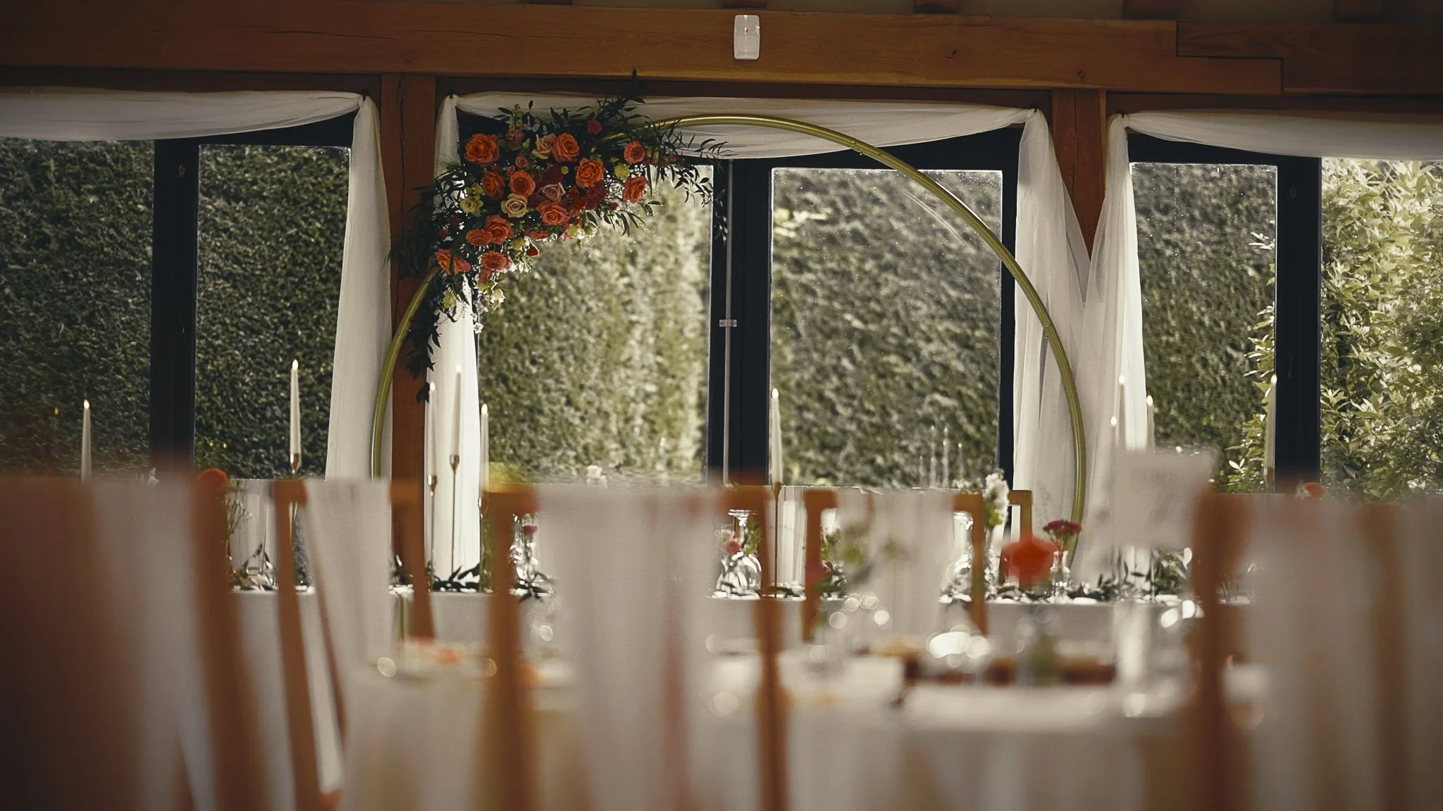 Wedding morning bridal preparations and detail shots from a black tie wedding video shot at The Old Kent Barn.