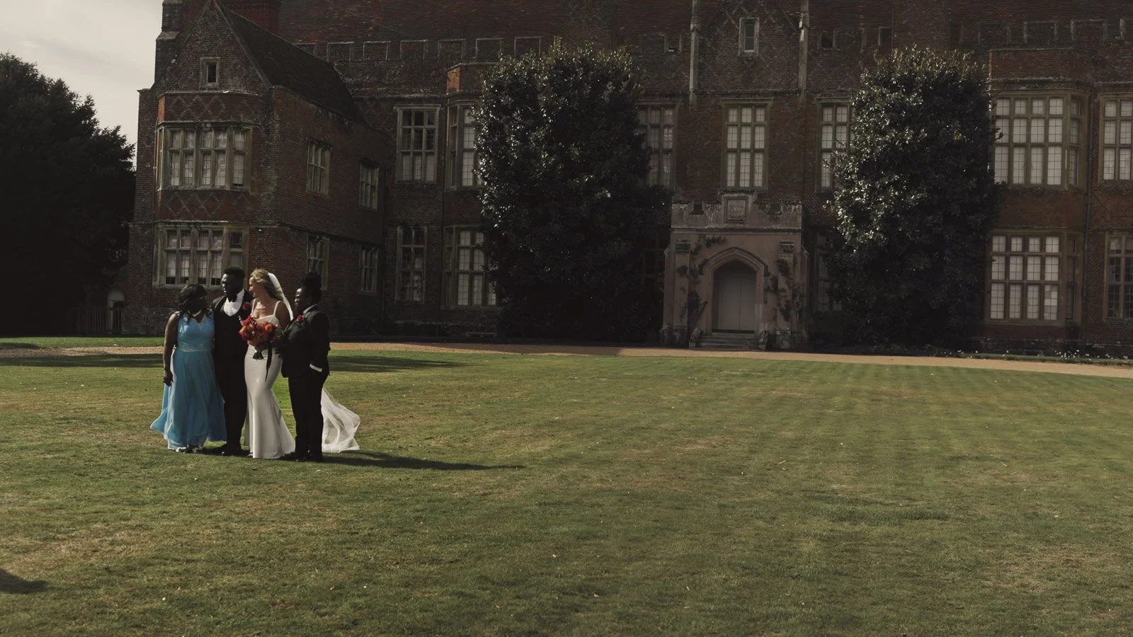 Guests and atmosphere from a colourful riverside wedding with black-tie styling and a marquee party on the Thames.