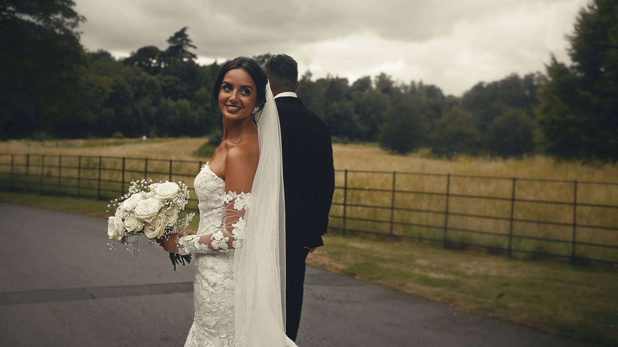 A cinematic wedding videography still from a luxury wedding at Botleys Mansion in Surrey, captured by Luke Batchelor Productions.