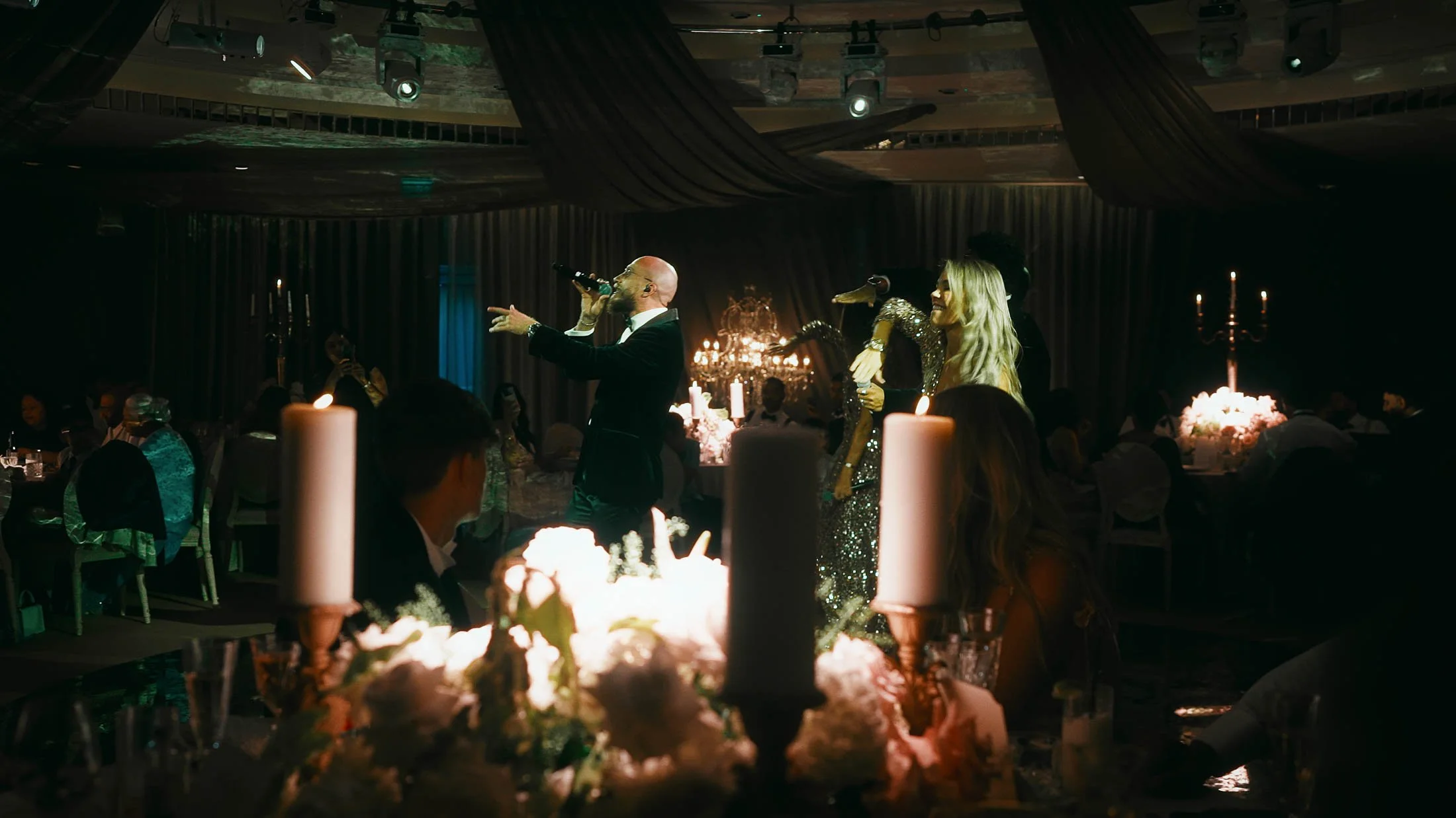 Evening entertainment and live music performed by the Aston Band during a Grantley hall wedding.