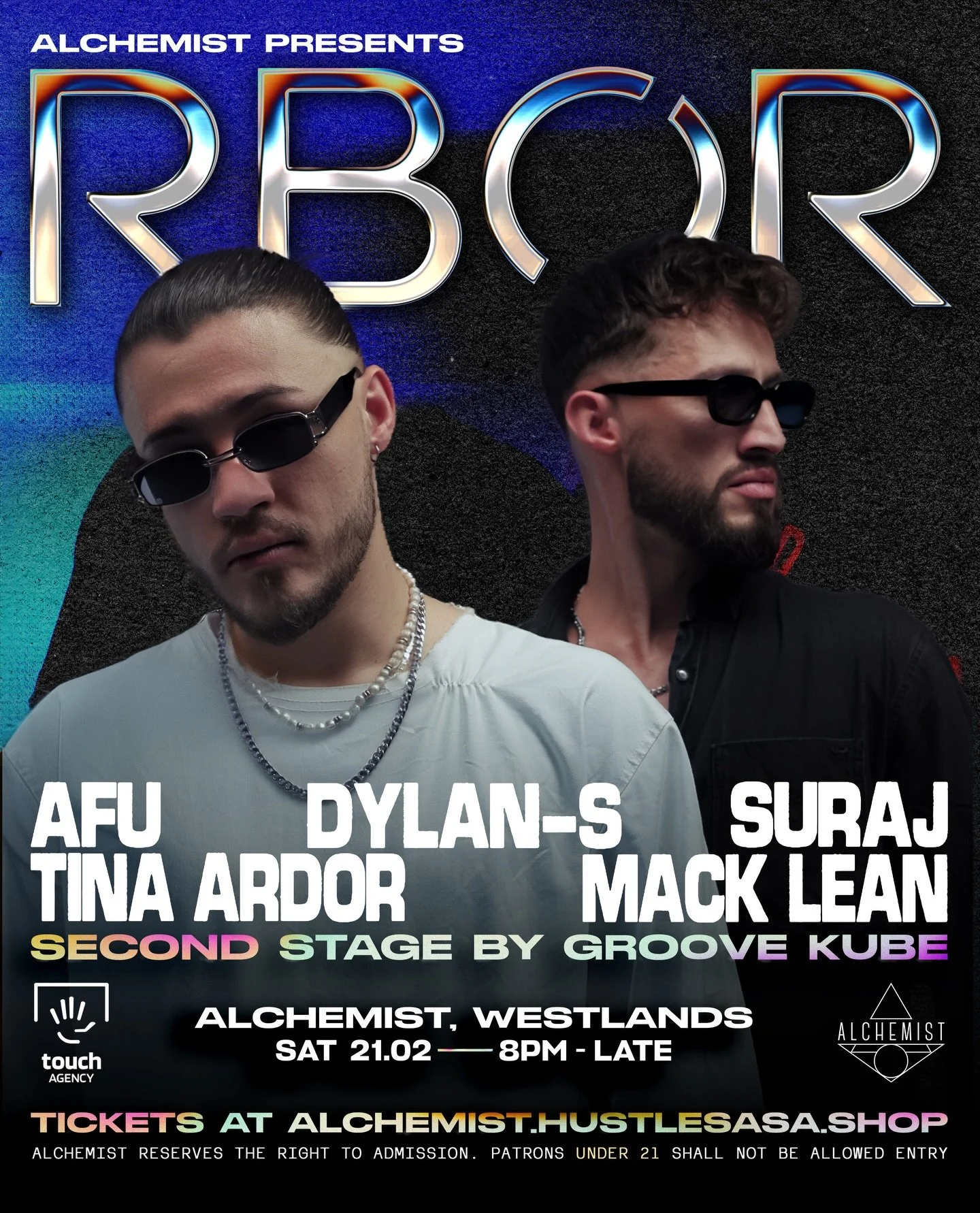 On 21st February, Alchemist welcomes global stars @rbor__ for their debut performance in Africa! Their unique blend of Afro house with melodic and deep organic textures has gained support from notable artists such as David Guetta, Black Coffee, Armin