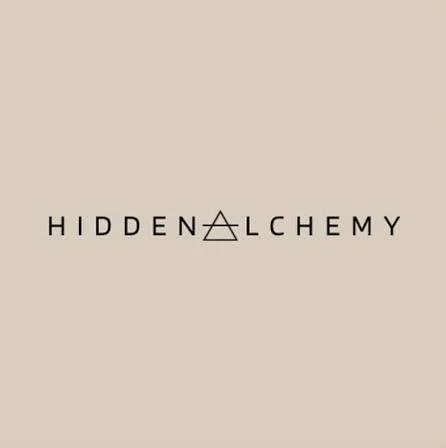 The word 'HIDDEN ALCHEMY' with the letter 'A' stylized as a triangle.