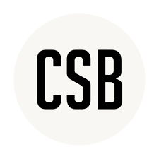 Black text 'CSB' on a white background