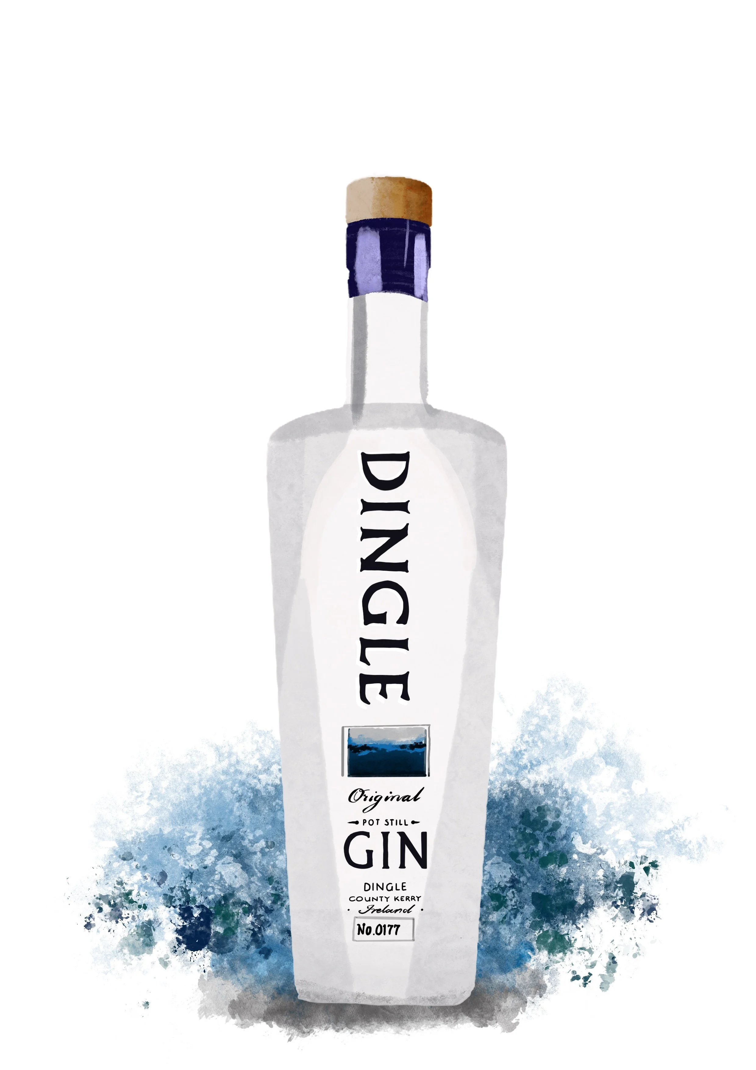 cocktail book illustrator, gin bottle irish spirits and cocktails illustrator in dublin
