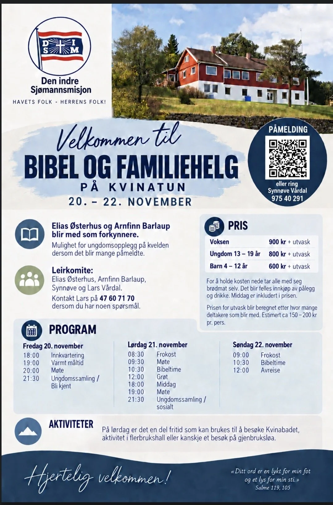 Bibel og familiehelg på Kvinatun
