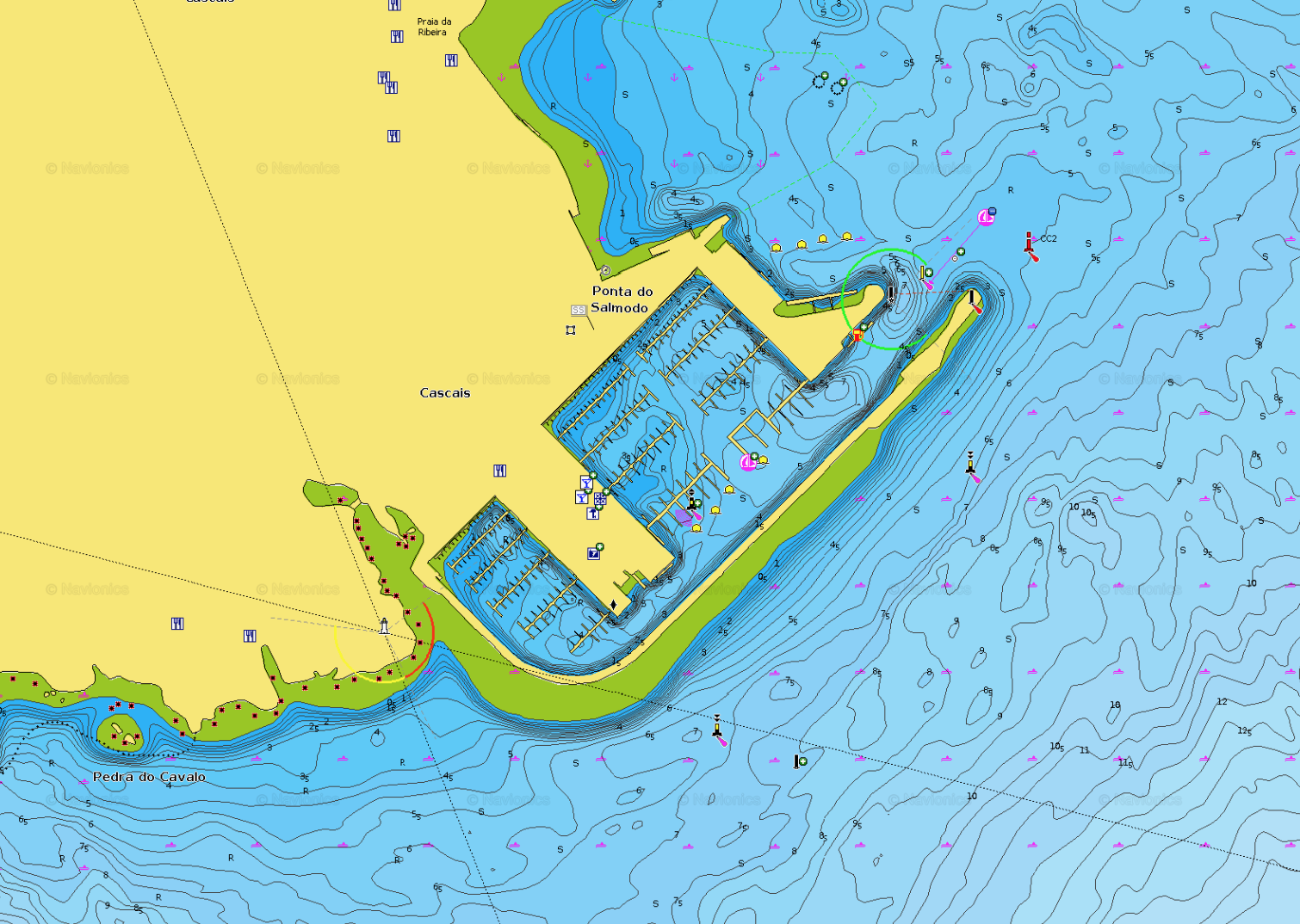 Porto di Cascais Screenshot Navionics Chart - Porto di Cascais foto satellite - Lagoon 50 - Momento relax - Porto rifornimento durante trasferimento catamarano