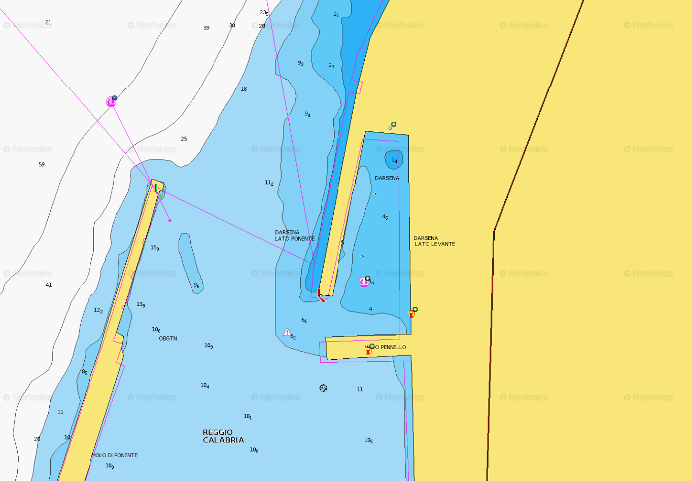 Porto di Reggio Calabria - Navionics Map - Skipper Trasferimento Barche (Copia)