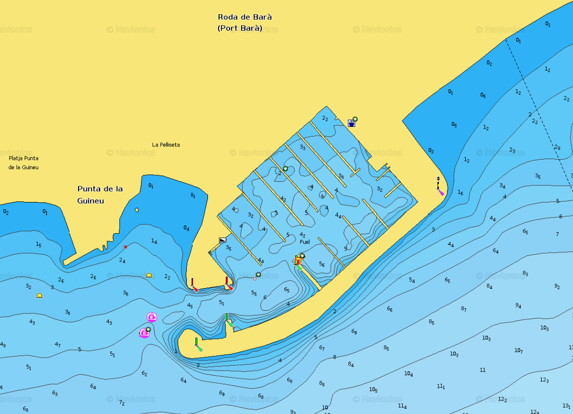 Roda de Barà - Navionics map -  Trasferimento Eco Trawler 43 LD - Cranchi - Skipper Trasferimento Barche