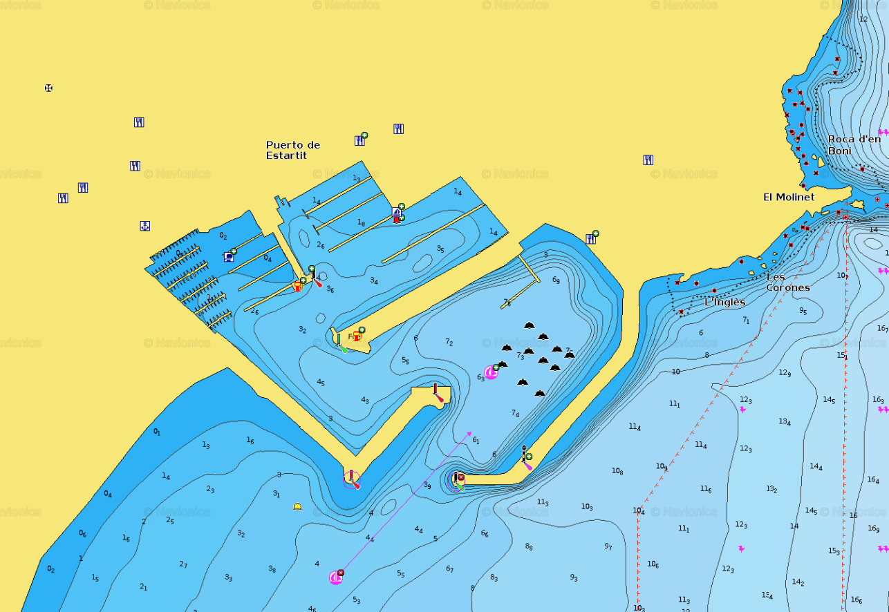 Puerto de Estartit - Navionics map -  Trasferimento Eco Trawler 43 LD - Cranchi - Skipper Trasferimento Barche