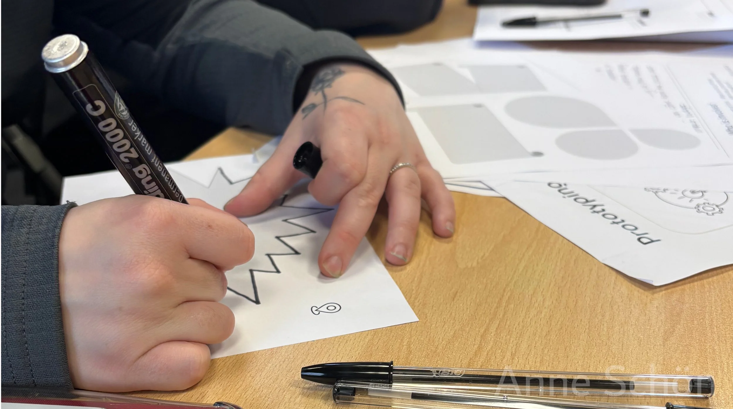 Gemeinsam mit jungen Menschen mit Schutzsystemerfahrung wurden die priorisierten Ideen in Papierprototypen umgesetzt und Testpläne entwickelt.