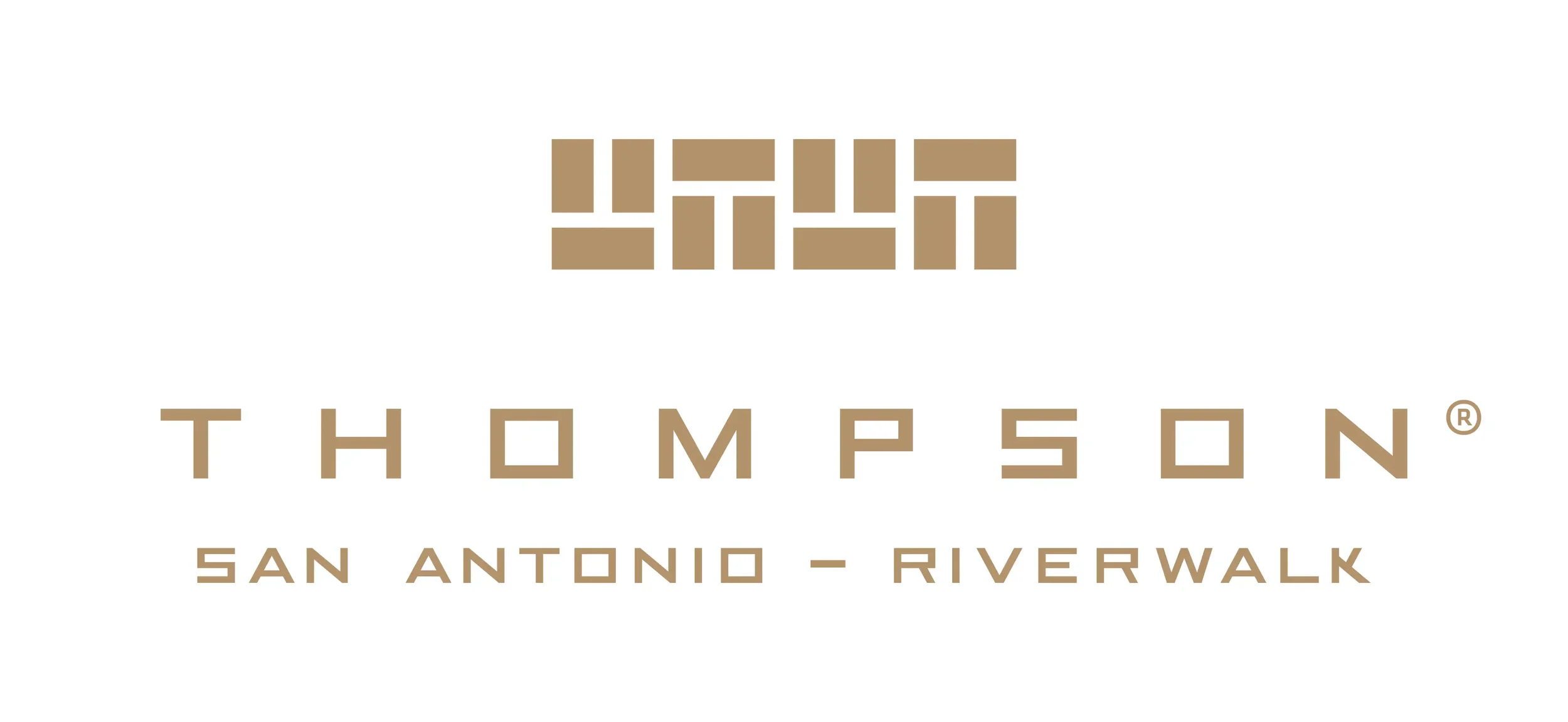 Logo for Thomson San Antonio-Riverwalk featuring a geometric symbol above the text.