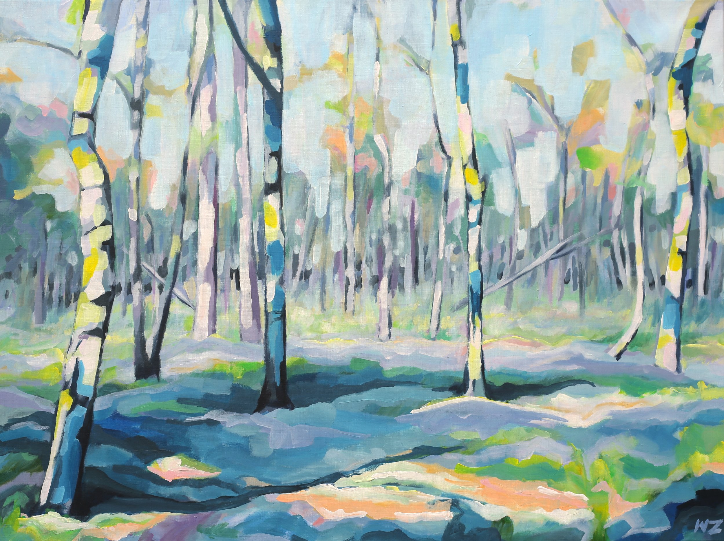 Berken bij Den Treek | acryl op linnen | 90 x 120 | verkocht
