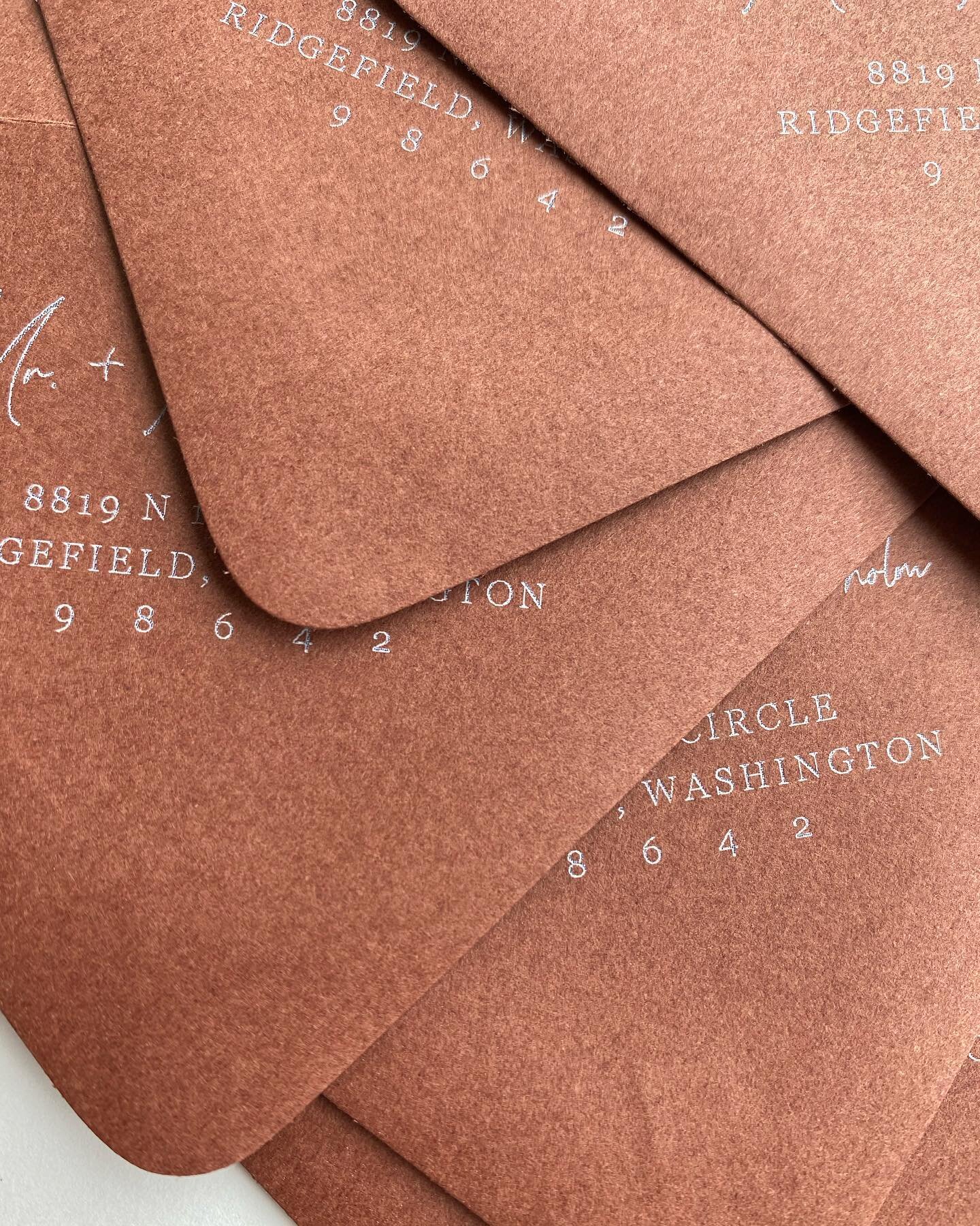 This white on rust though 😍

Now offering printed white ink envelopes