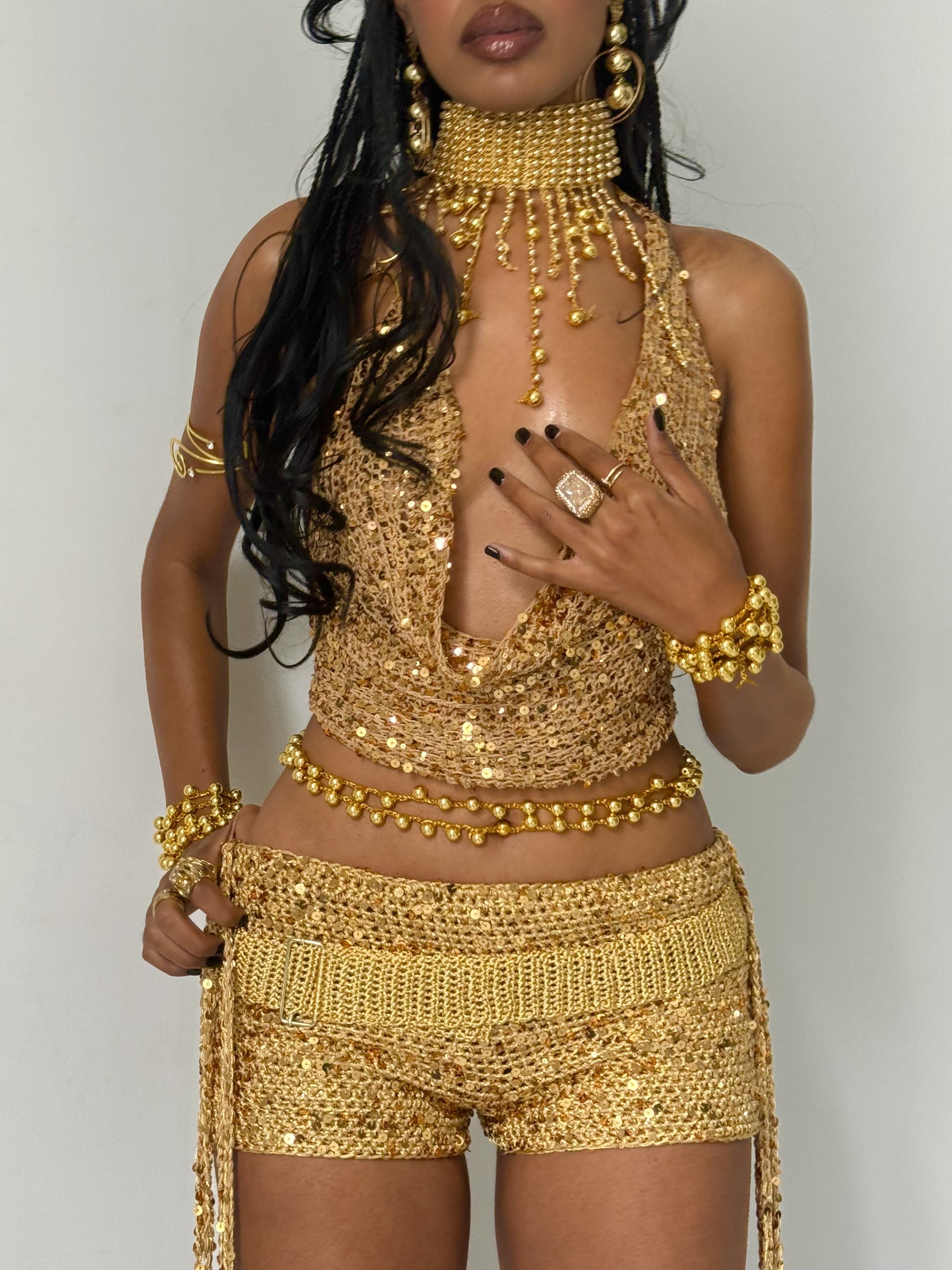 Gold Sequin Shorts
