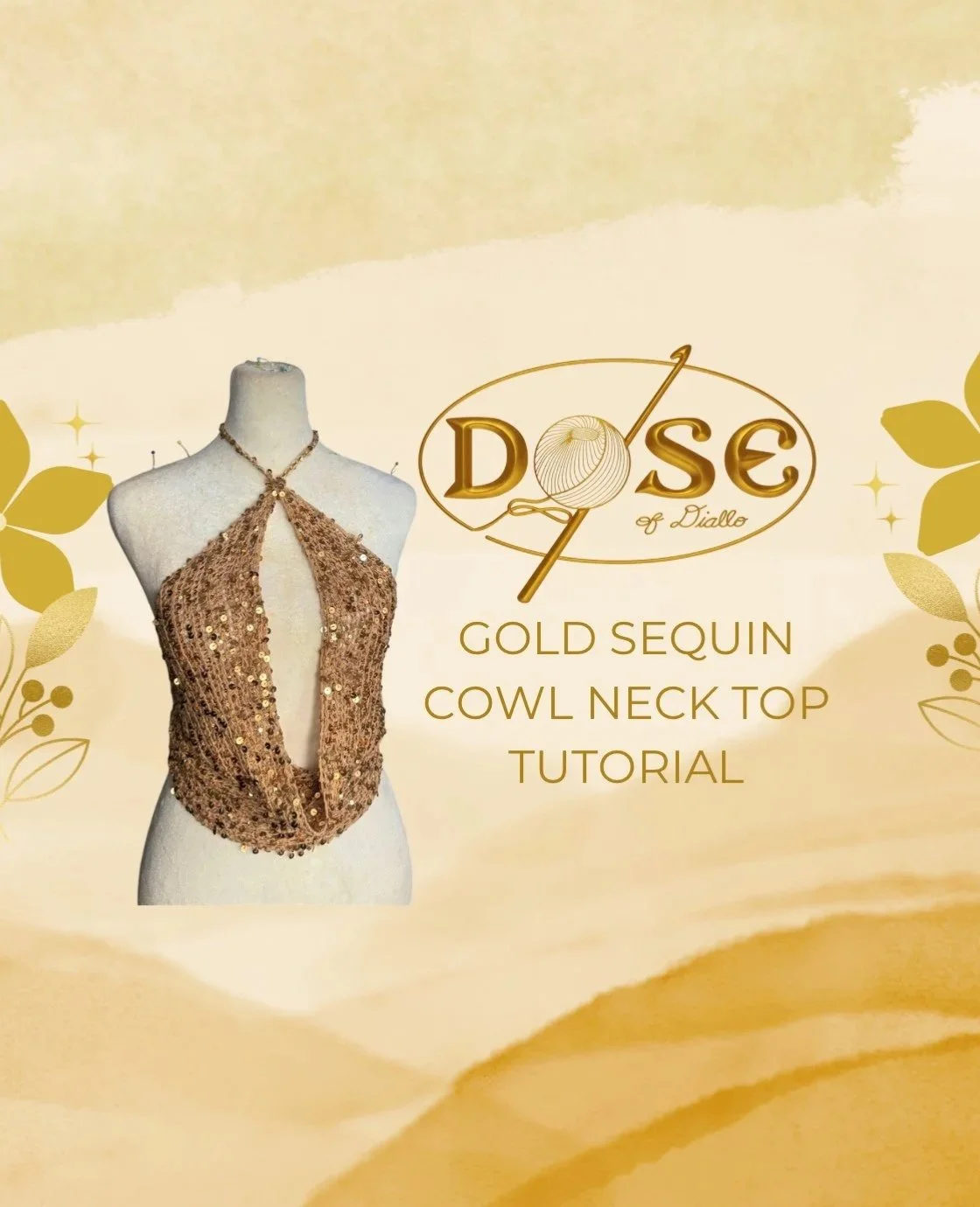 Gold Sequin Cowl Neck Pattern