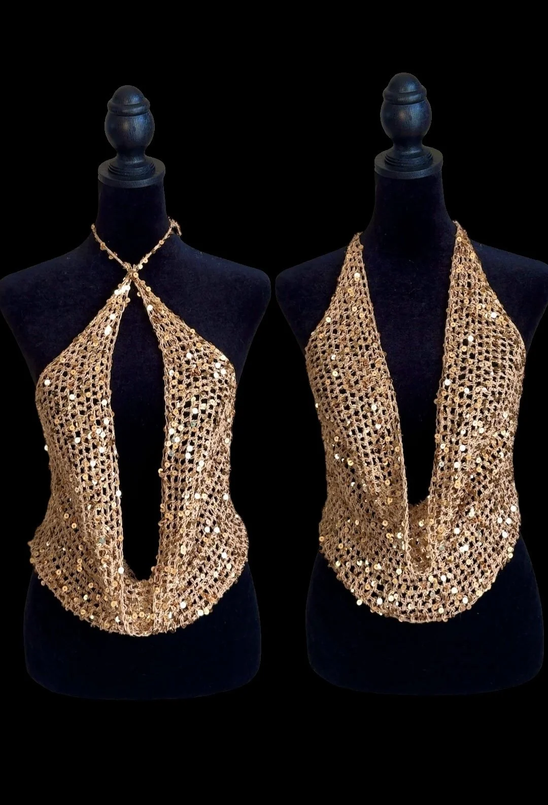 Gold Sequin Cowl Neck