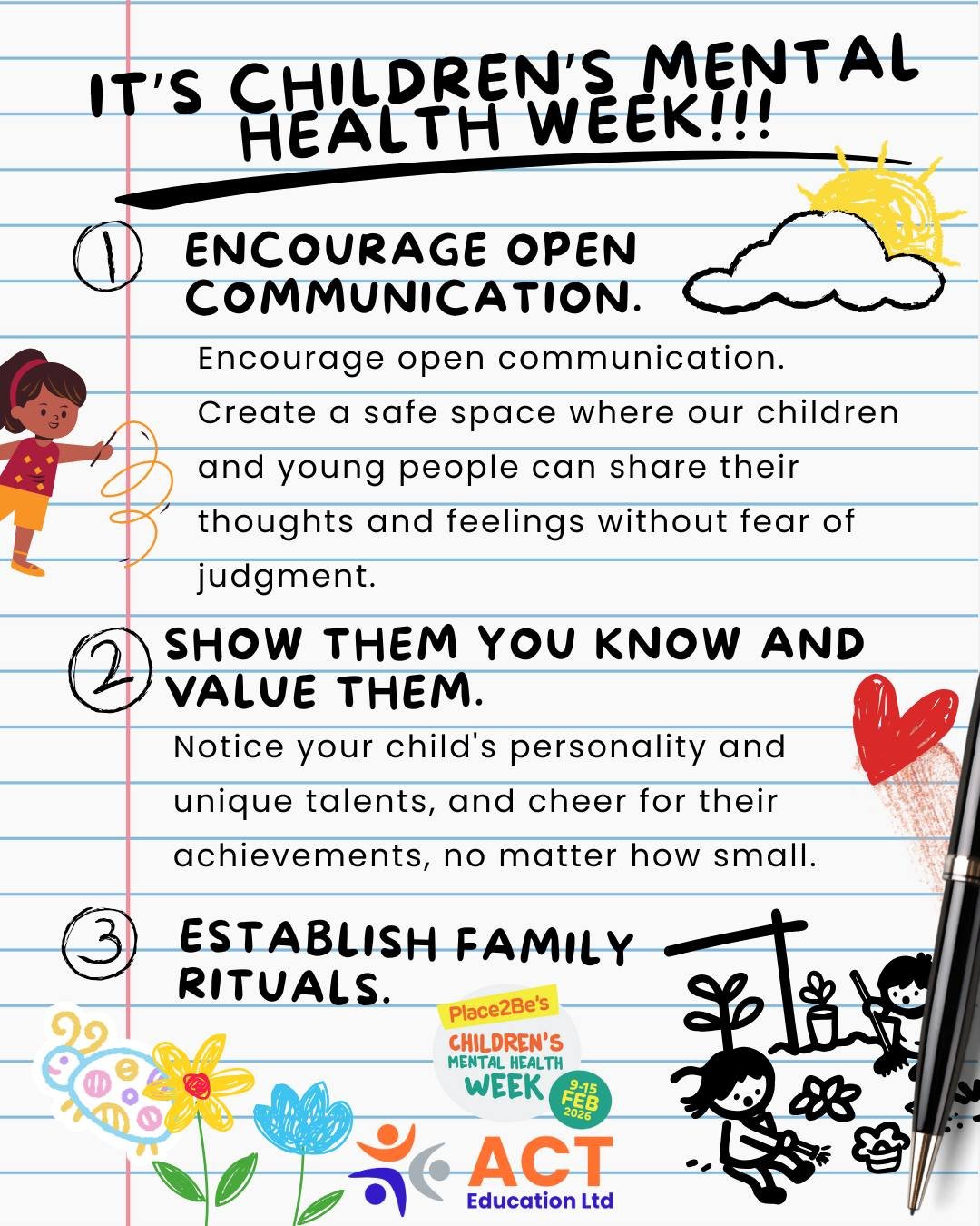 👦👧🧠This week is Children&rsquo;s Mental Health Week 2026!!🧠👦👧

We at ACT like to share research and information we find online. One resource we can't stop sharing is the incredible information from Place2Be regarding children's mental health an