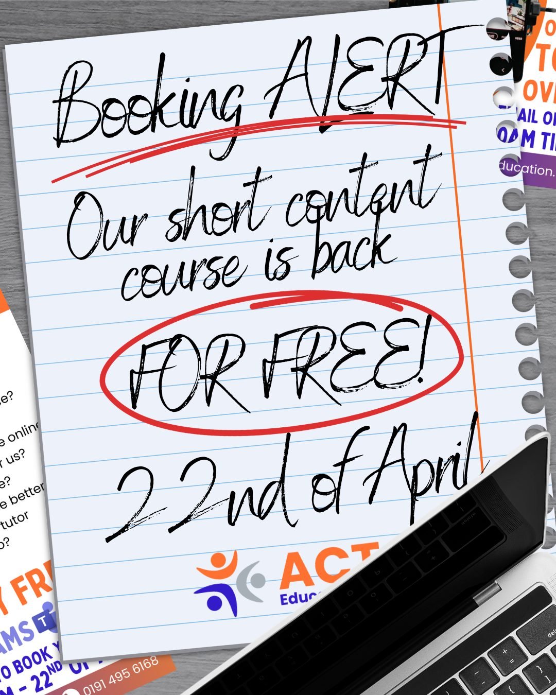 📱🤯🚨BOOKING ALERT! Our Short Content Course Has Another Date!🚨🤯📱

Make sure to email us and book out the 22nd of April, as we have another free short course session with a fully qualified content tutor! 

We give you the beginning building block