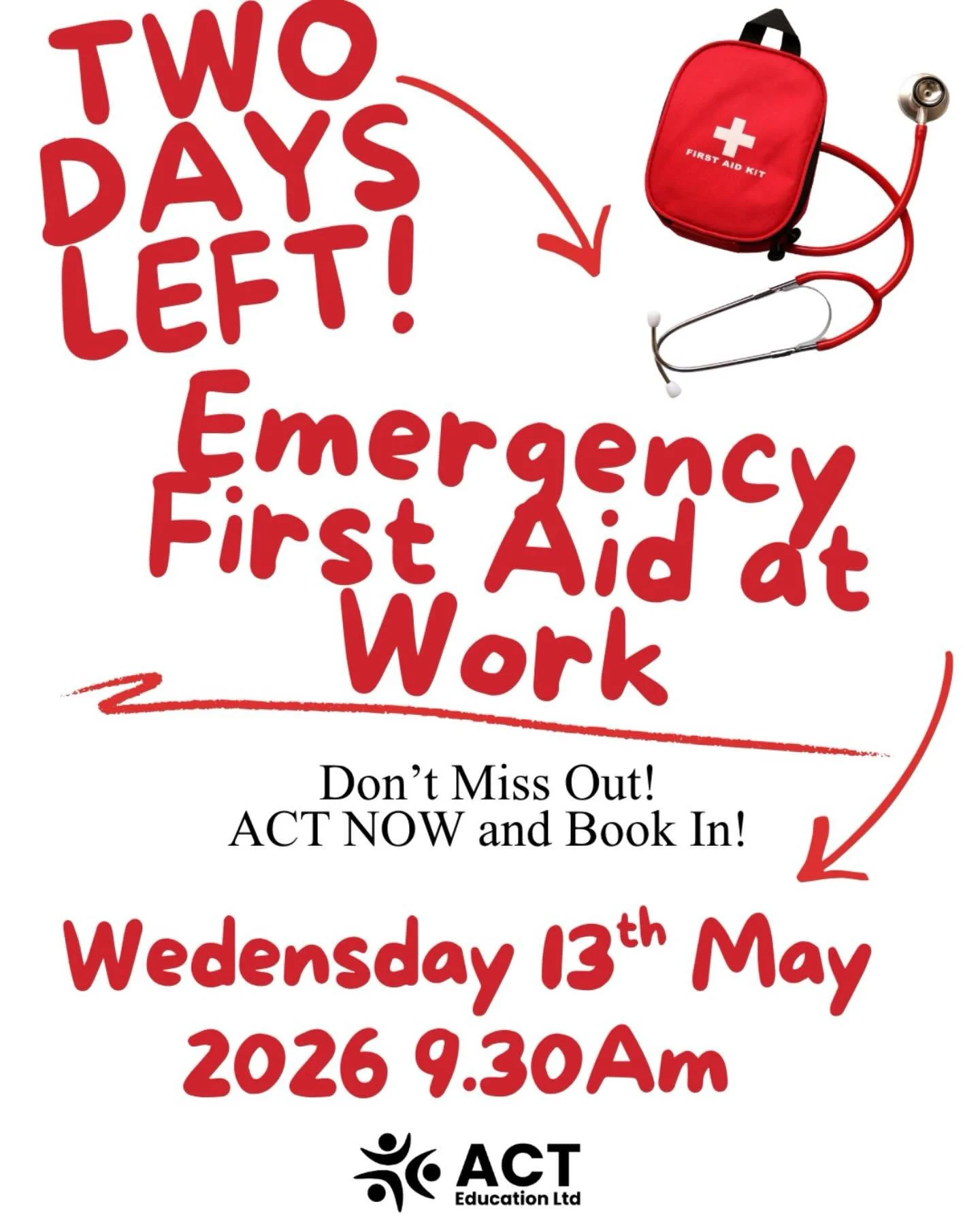 🚨 Emergency First Aid at Work Course 🚨

Be prepared to act when it matters most. Join our accredited Emergency First Aid at Work course on Wednesday 13th May 2026 and gain the essential lifesaving skills needed to respond confidently in workplace e