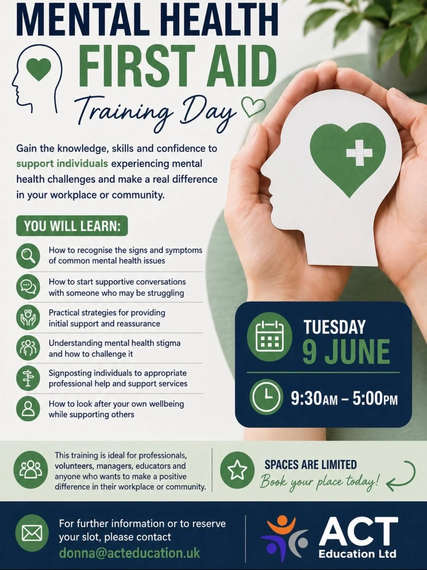 🧠 Mental Health First Aid Training Day 🧠

Join us on Tuesday 9 June at Metropolitan House Long Rigg Rd, Swalwell, Gateshead NE16 3AS

9:30am &ndash; 5:00pm for our Mental Health First Aid Training Day and gain the knowledge, skills, and confidence 