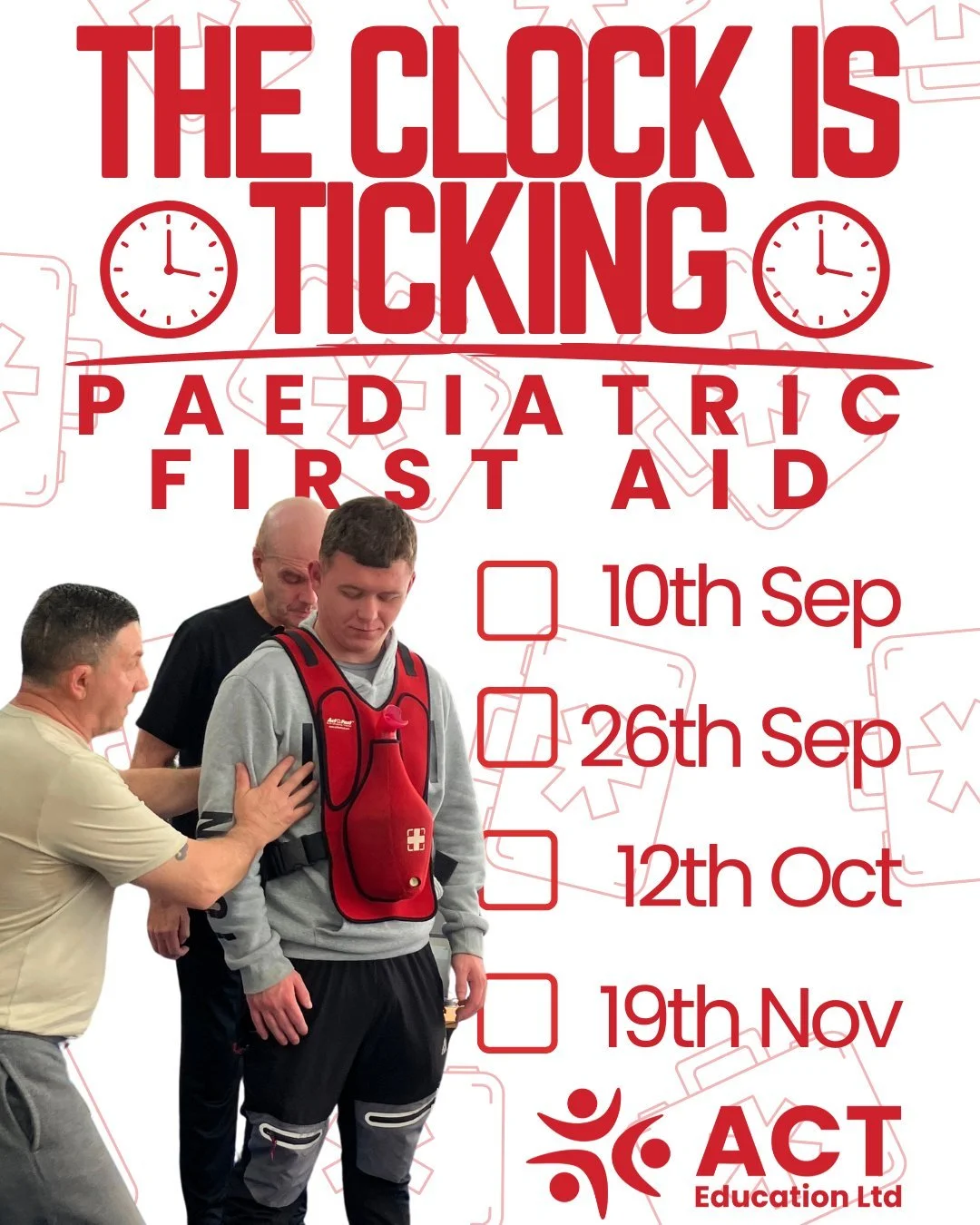 ⏰ Don't wait!  Book your paediatric first aid training before it's too late!⏰

Learn the fundamentals, practice your skills and gain confidence with our expert trainers. 

ACT NOW and secure your spot! 

📞 0191 495 6168 | 📧 info@acteducation.uk

#p