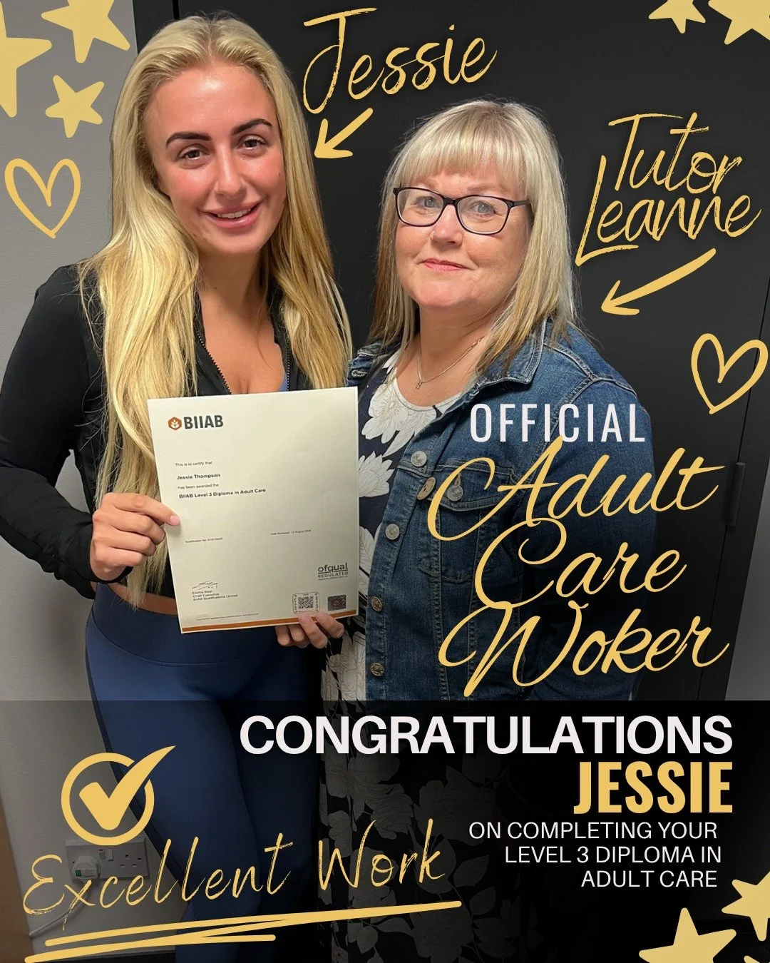 🎉 Huge congrats, Jessie,  we are delighted to congratulate you on successfully completing your Level 3 Diploma in Adult Care!!🎉

We're thrilled to see your hard work pay off. You'll make a real difference in people's lives! 

📧 info@acteducation.u