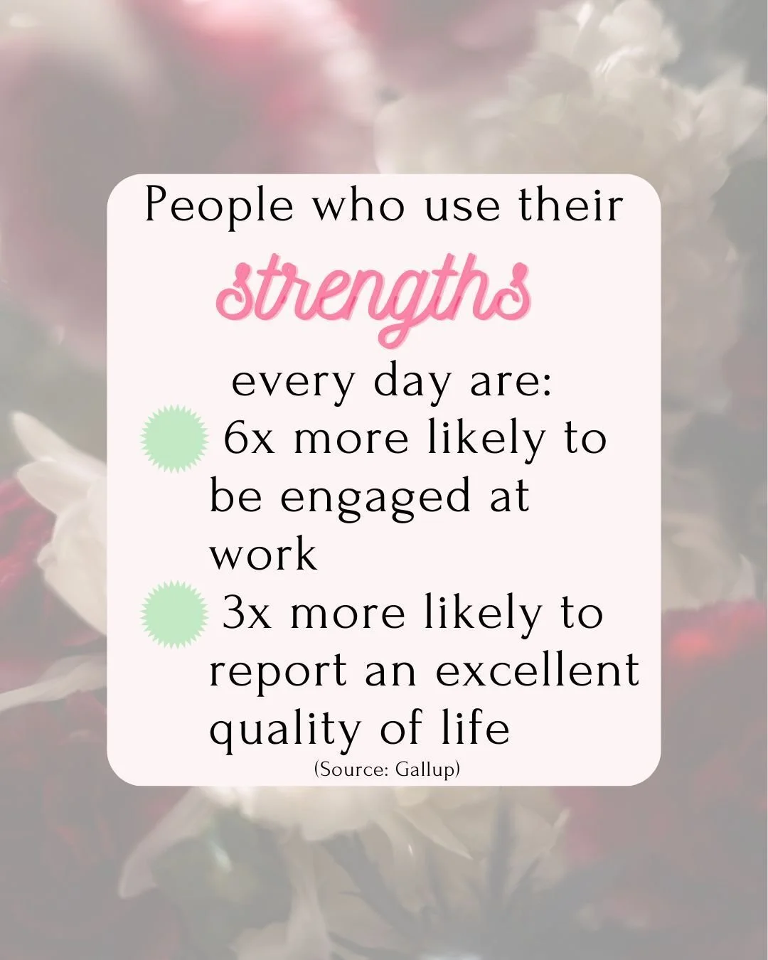 Ever wonder what would happen if you and your team stopped focusing on fixing weaknesses&mdash;and started building on what you naturally do best?

That&rsquo;s the power of CliftonStrengths.

When people work in their strengths, they&rsquo;re more p