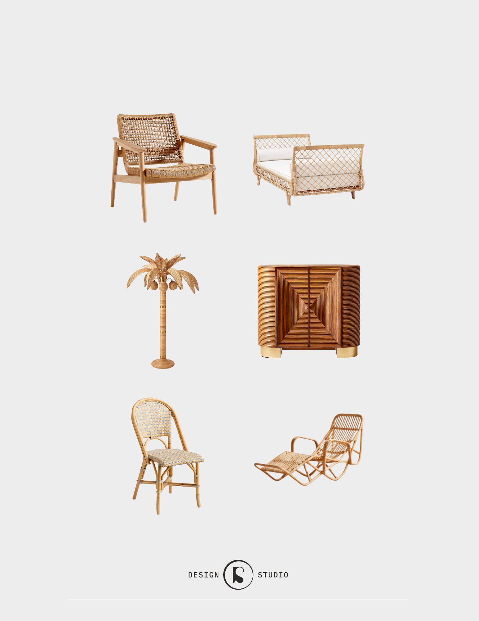 Rattan furniture and decor.
