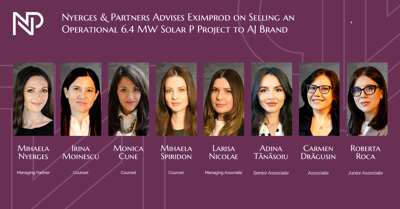 Nyerges &amp; Partners Advises Eximprod on Selling an Operational PV Project to AJ Brand