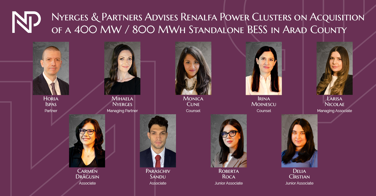 Nyerges &amp; Partners Advises Renalfa Power Clusters on Acquisition of a 400 MW / 800 MWh BESS in Arad County