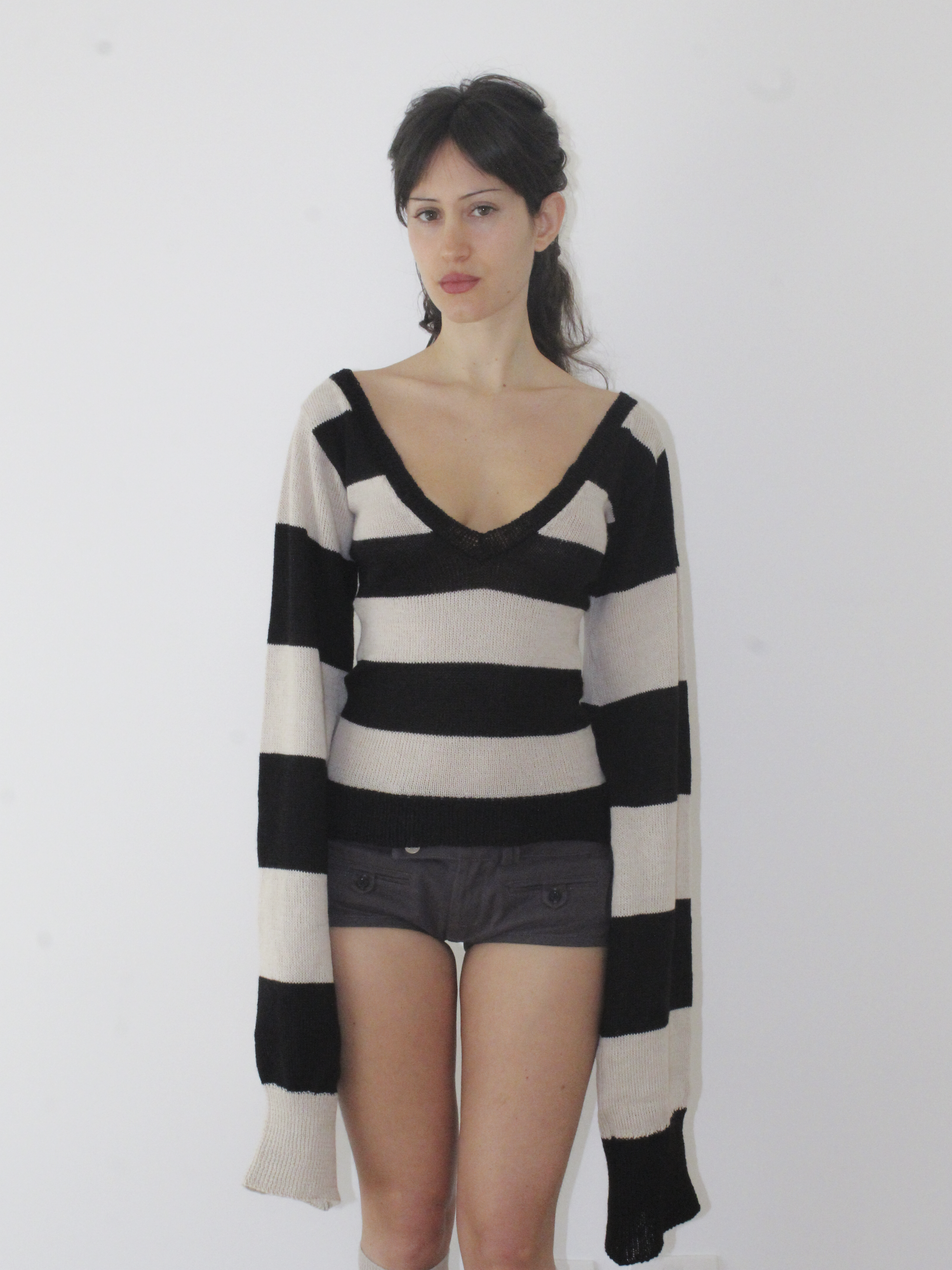 V-Neck Second Skin Top — Black & White