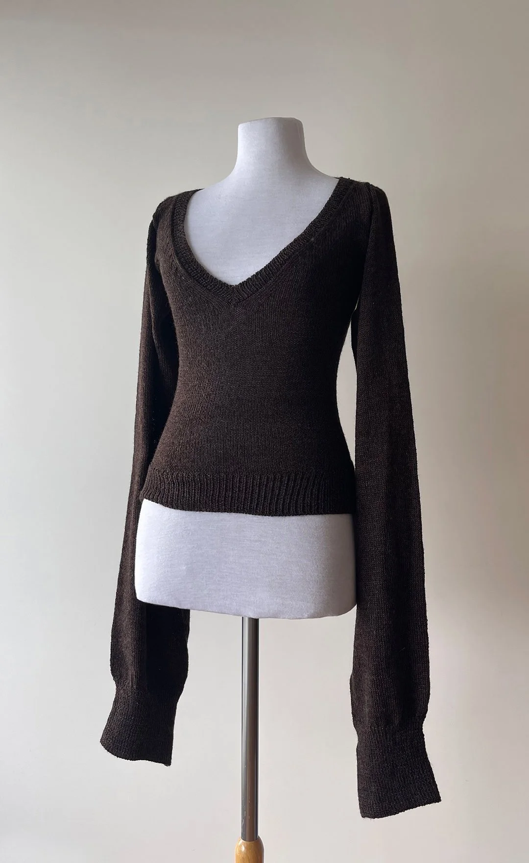 V-Neck Second Skin Top — Dark Brown