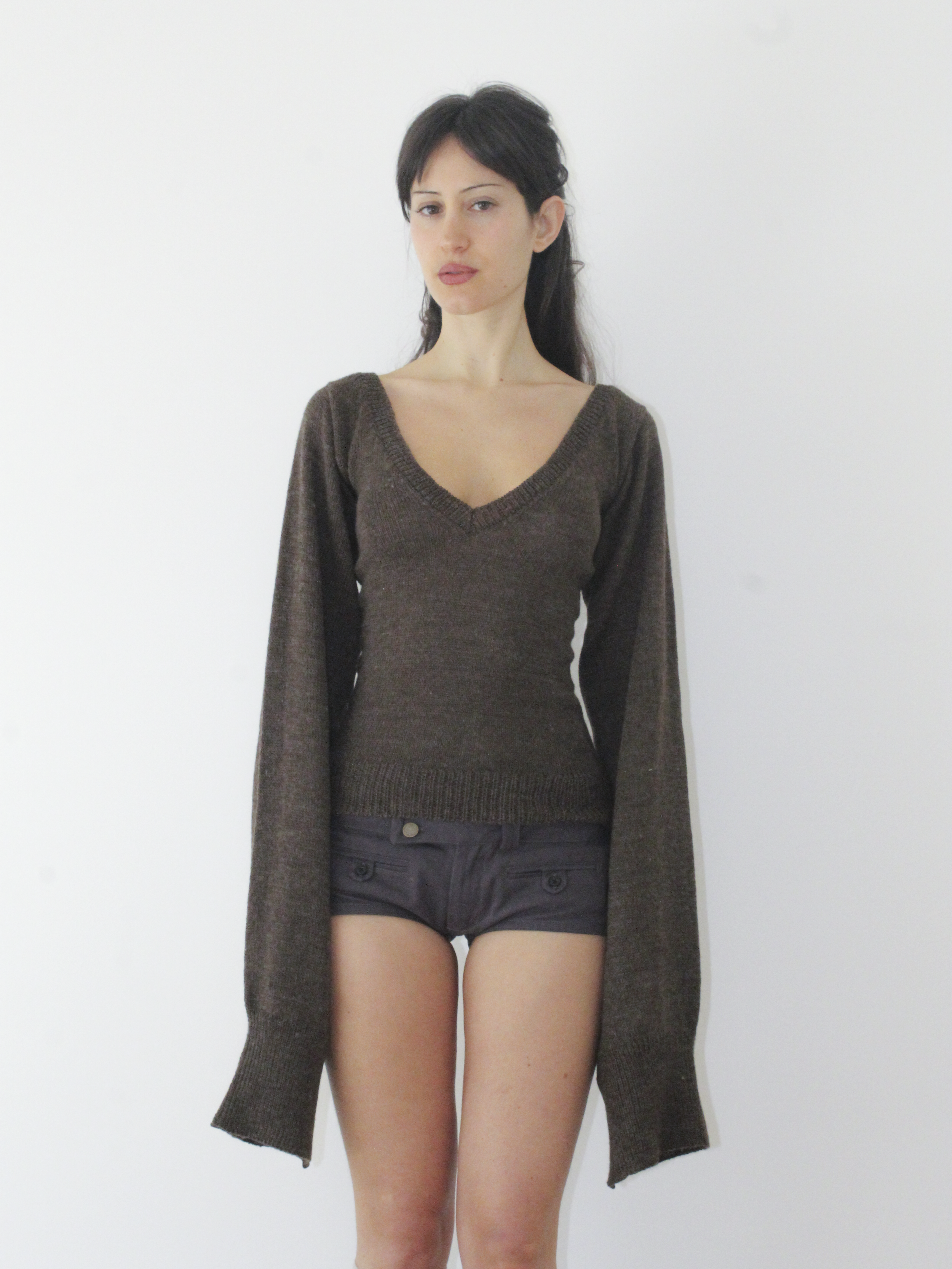 V-Neck Second Skin Top — Brown