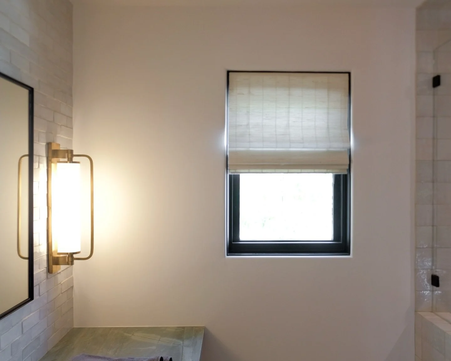 Woven Wood Roman shade | Belmont Heights | Long Beach

Privacy lined waterfall style &ldquo;flat front&rdquo; roman shade in the casita bathroom.  #design #interiordesign #windowtreatments