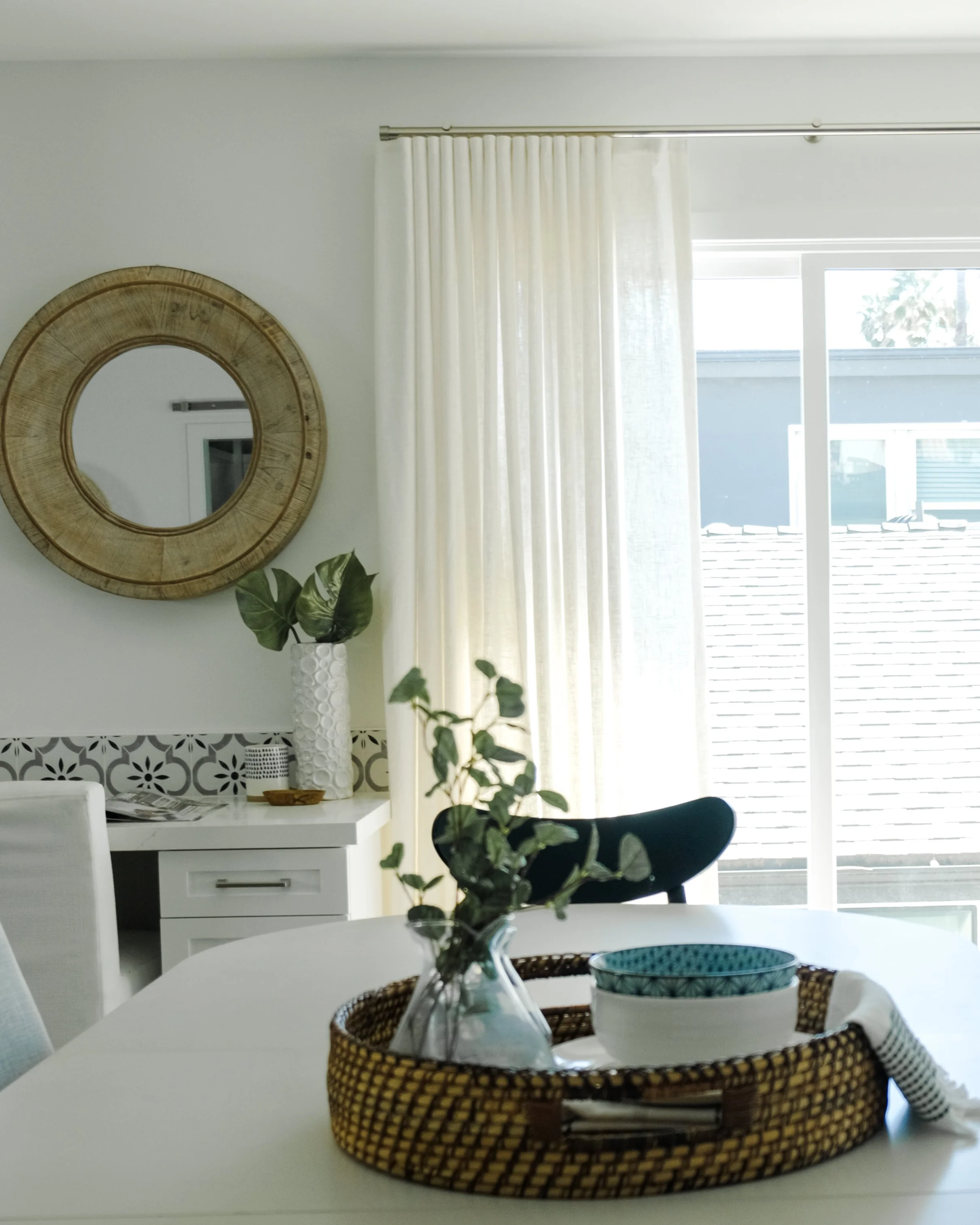 Off white ripple fold drapery